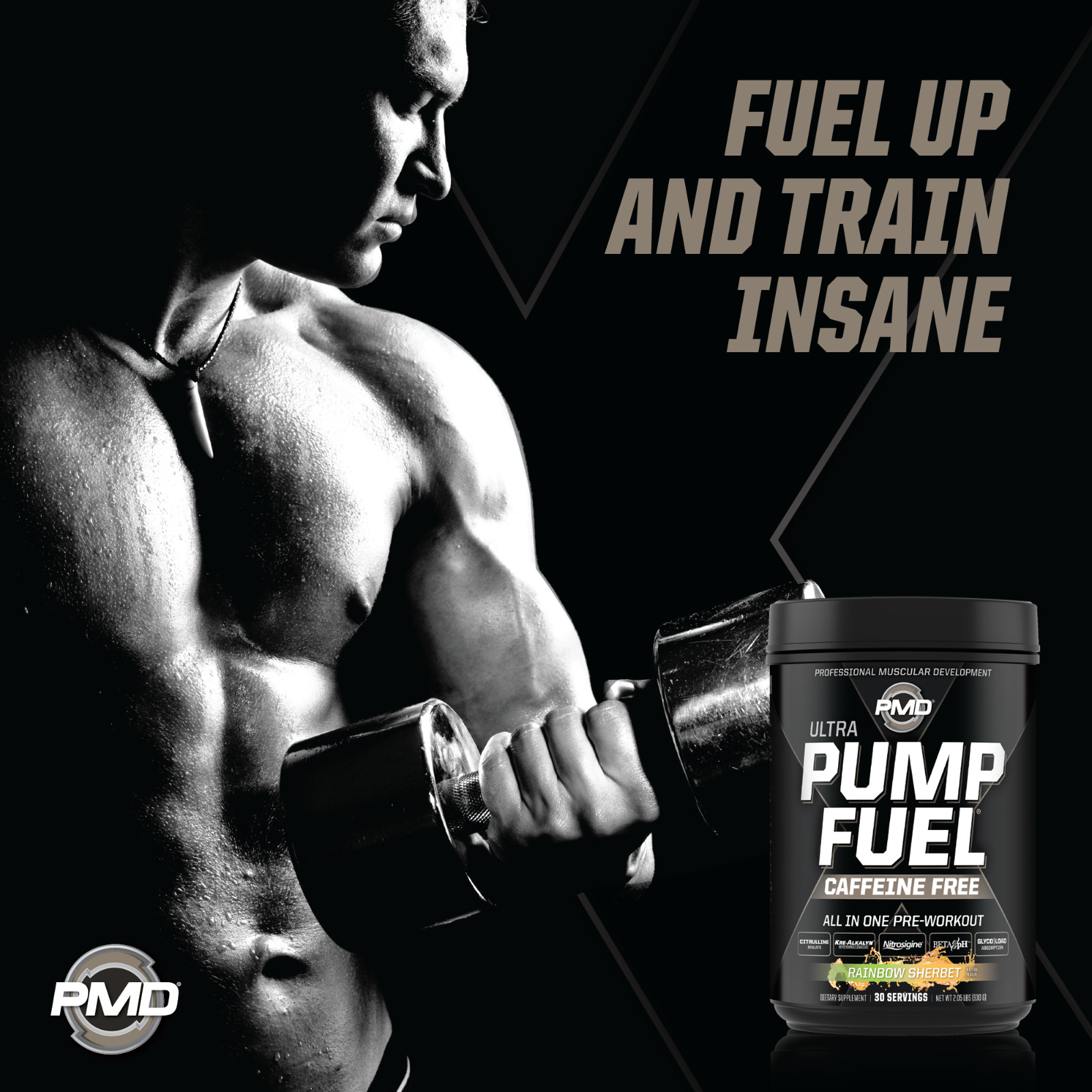 PMD SPORTS PUMP FUEL ULTRA CAFFEINE FREE – ROCKIN RAINBOW SHERBET (30 servings)