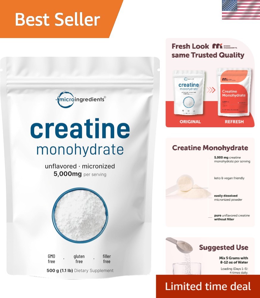 Keto-Friendly Micronized Creatine Powder 1.1 lb – Supports Muscle & Brain Health