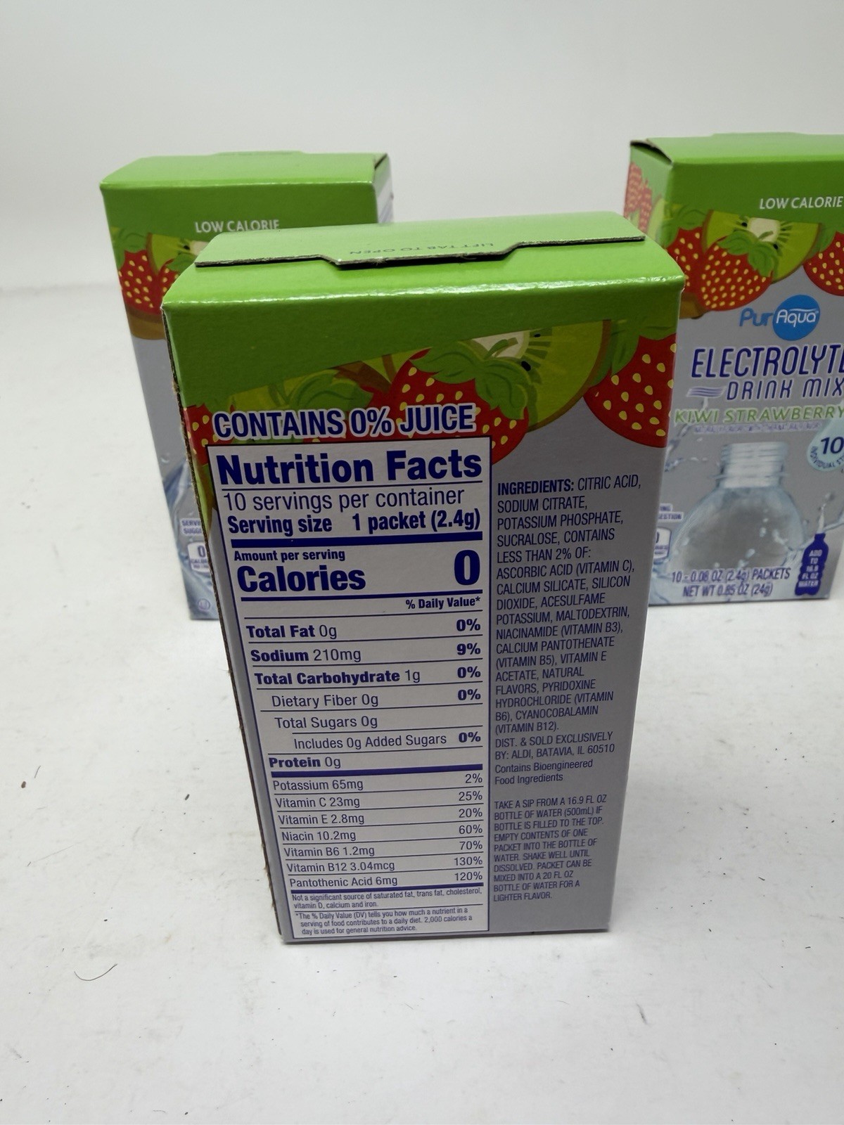 PURAQUA ELECTROLYTE -DRINK MIX KIWI STRAWBERRY 10 .08oz Packets Lot Of 3