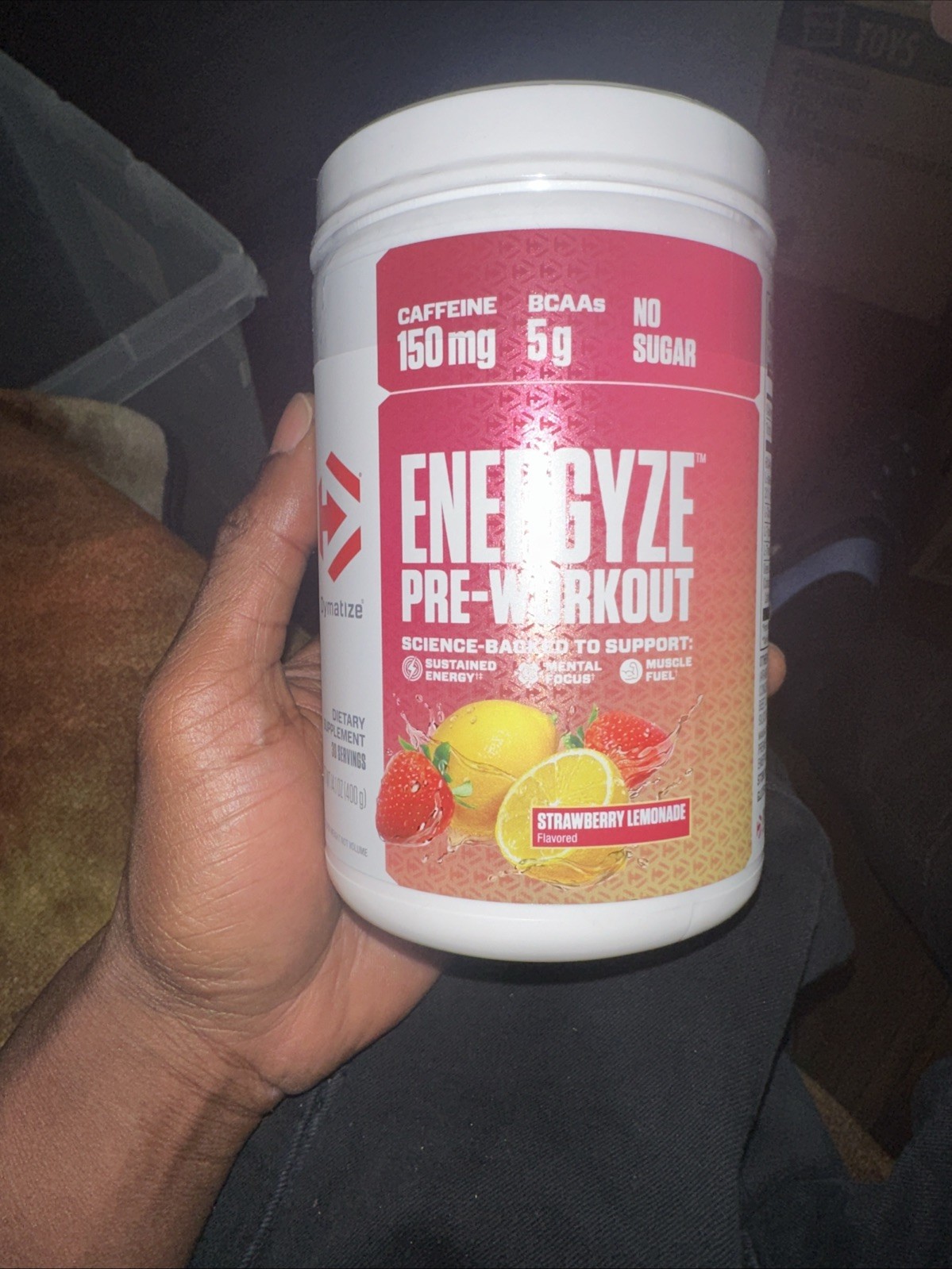 Dymatize Energyze Pre Workout Powder Strawberry Lemonade Flavor, 150mg- Exp.2/27
