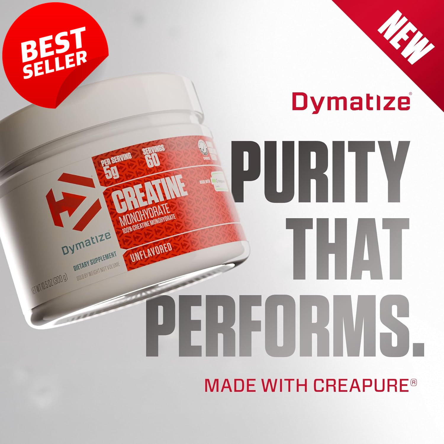 Creatine Monohydrate Creapure 300g 60 Servings 5g Scoop Gluten Free – US