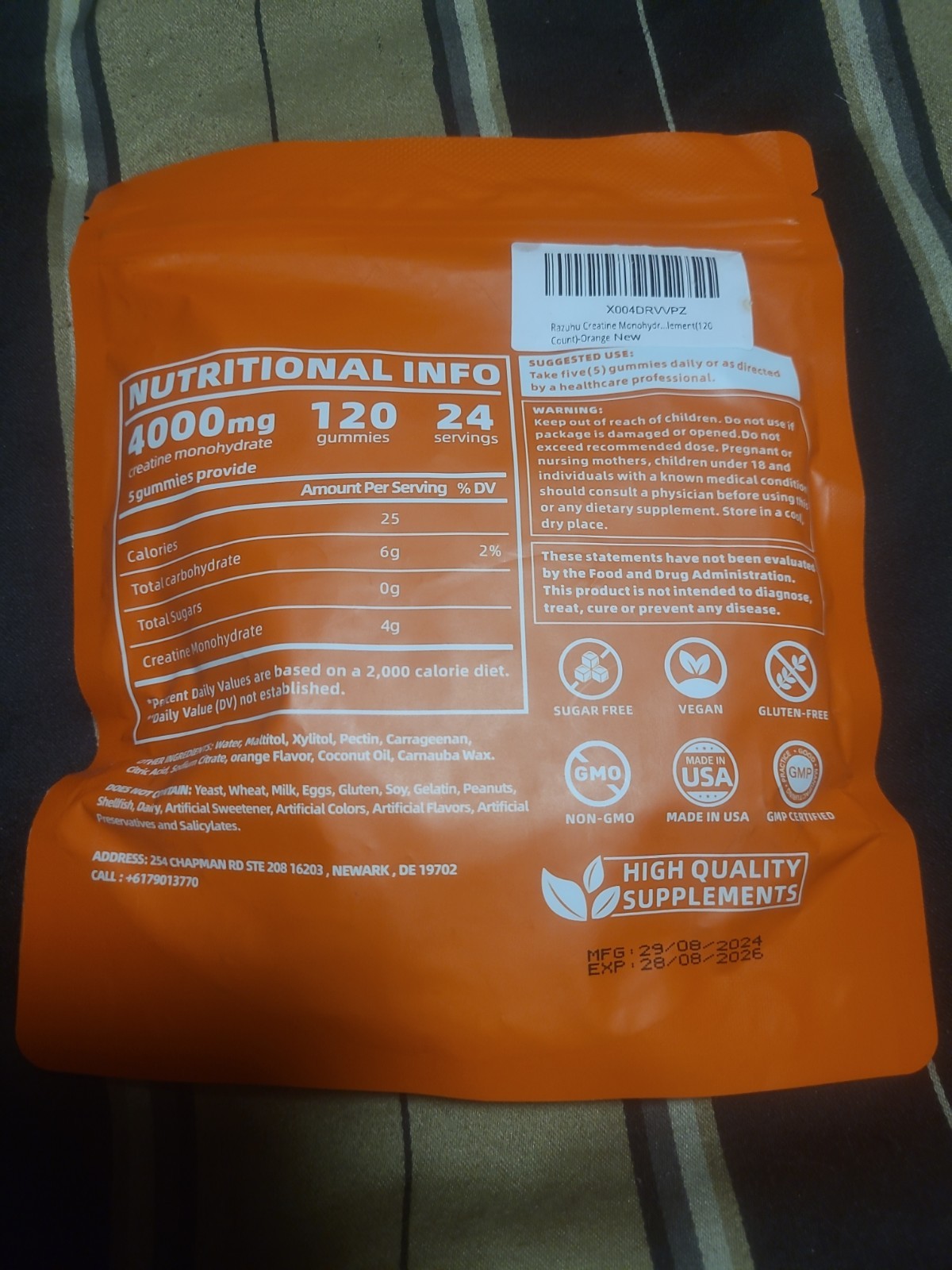 Razuhu Creatine Monohydrate Gummies – 120 Gummies Free Shipping Exp 8-28-26