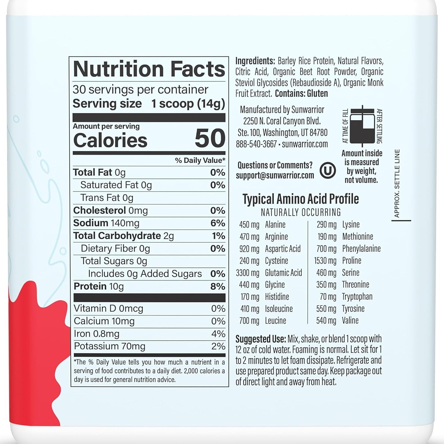 Sunwarrior Clear Protein Powder Plant-Based Water Mix, Vegan and Refreshing 420g