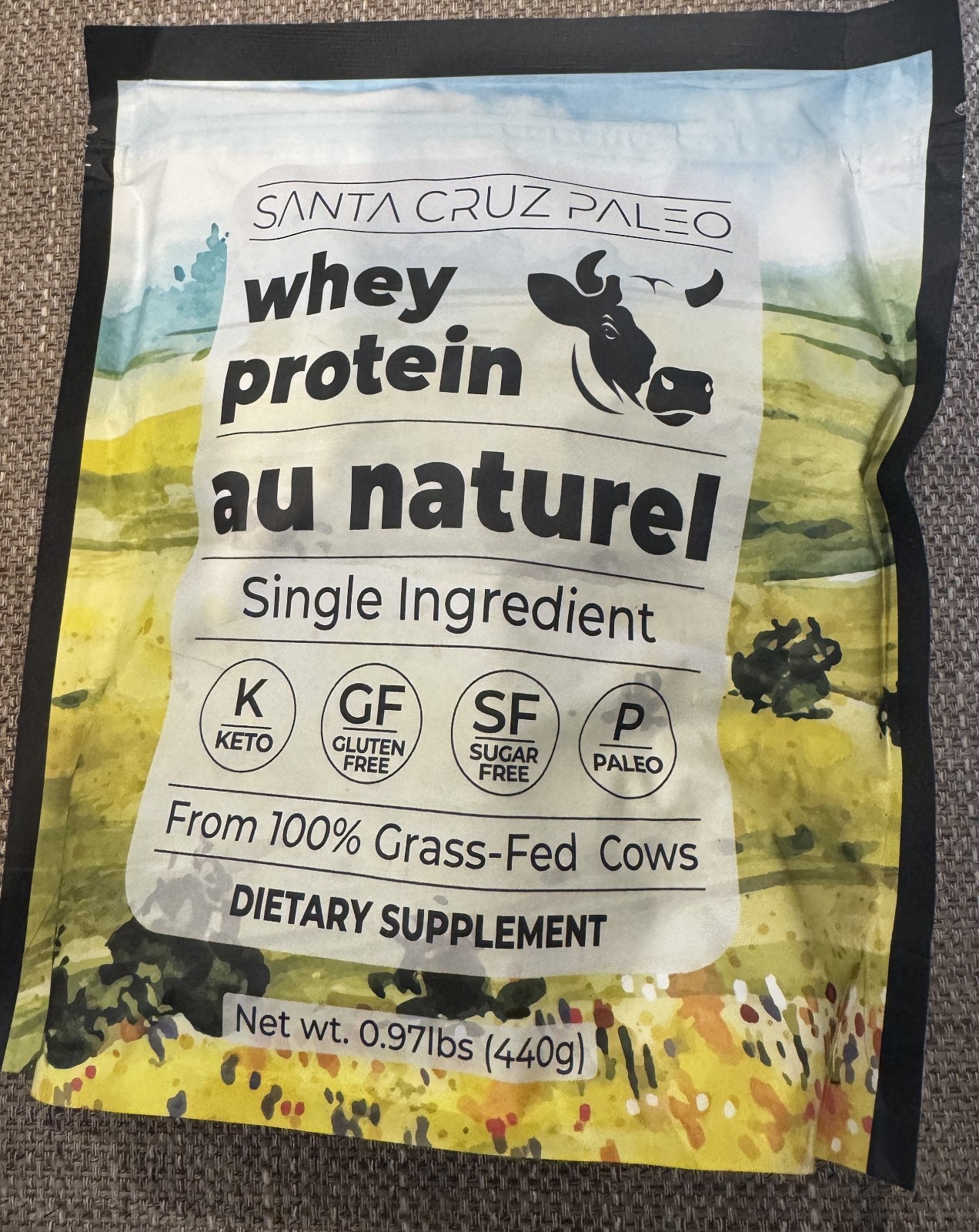 Santa Cruz Paleo Whey Protein Powder Unflavored 20 G Grass Fed Keto New .97lbs