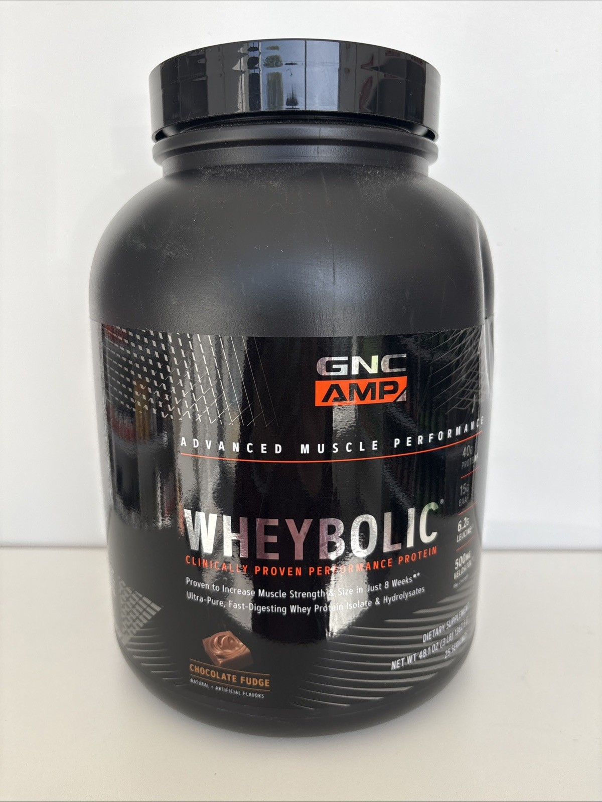 GNC AMP Wheybolic Protein Powder, Chocolate Fudge 3Lb Exp 5/2027