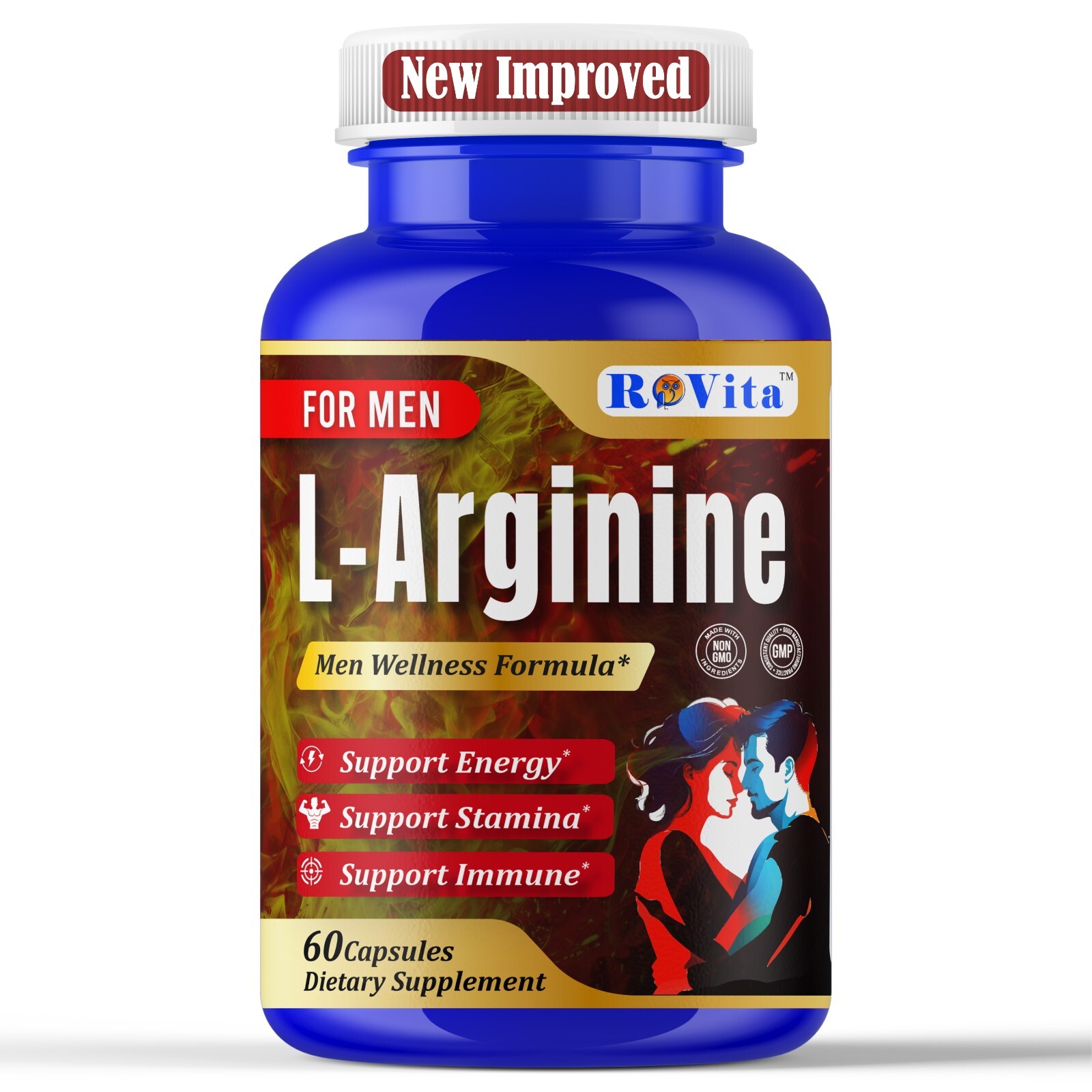 L-Arginine Capsules for Men – Nitric Oxide Booster Male Enhancement Formula 60C