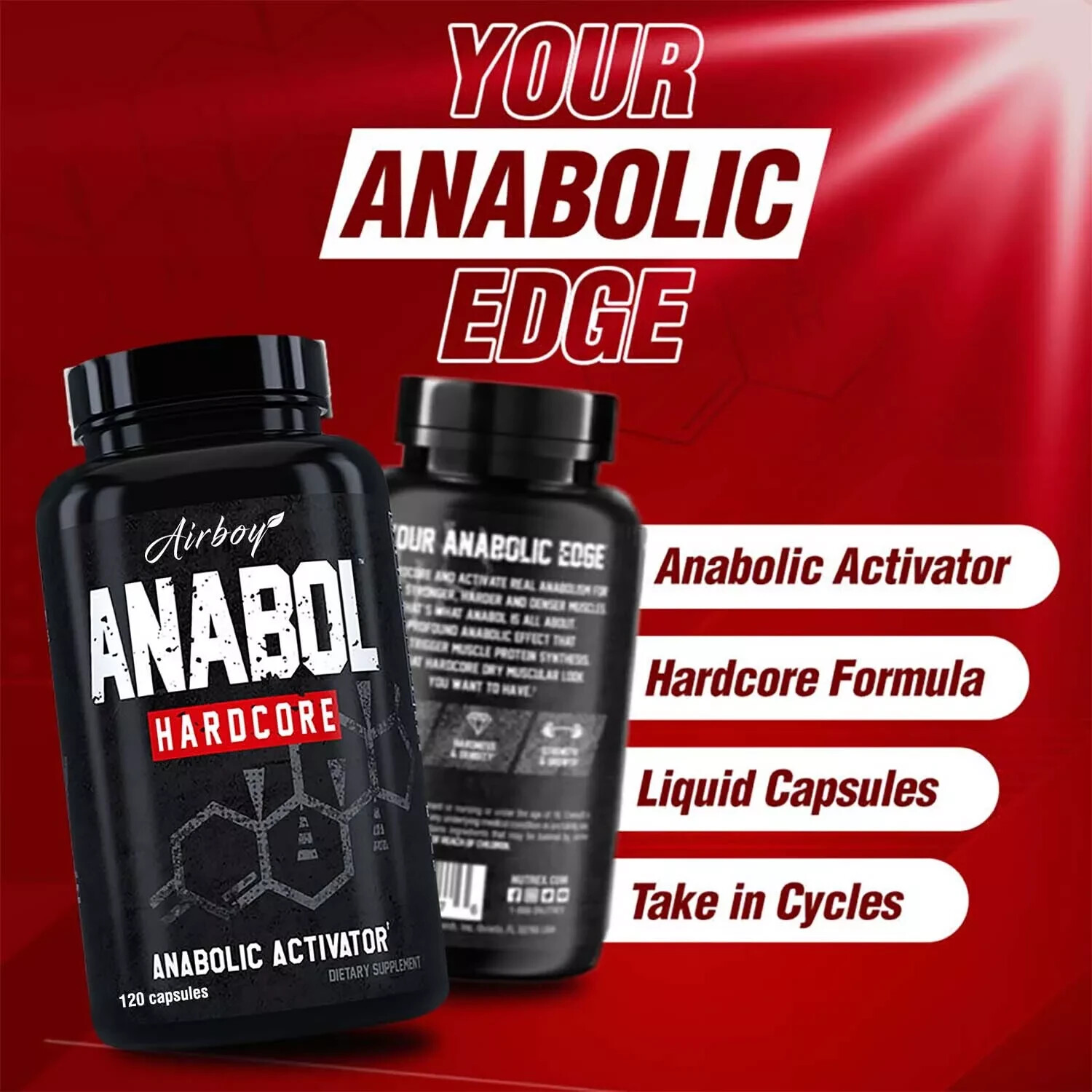 Anabolic Activator- Muscle Builder Testosterone Booster, Energy Endurance 120pcs
