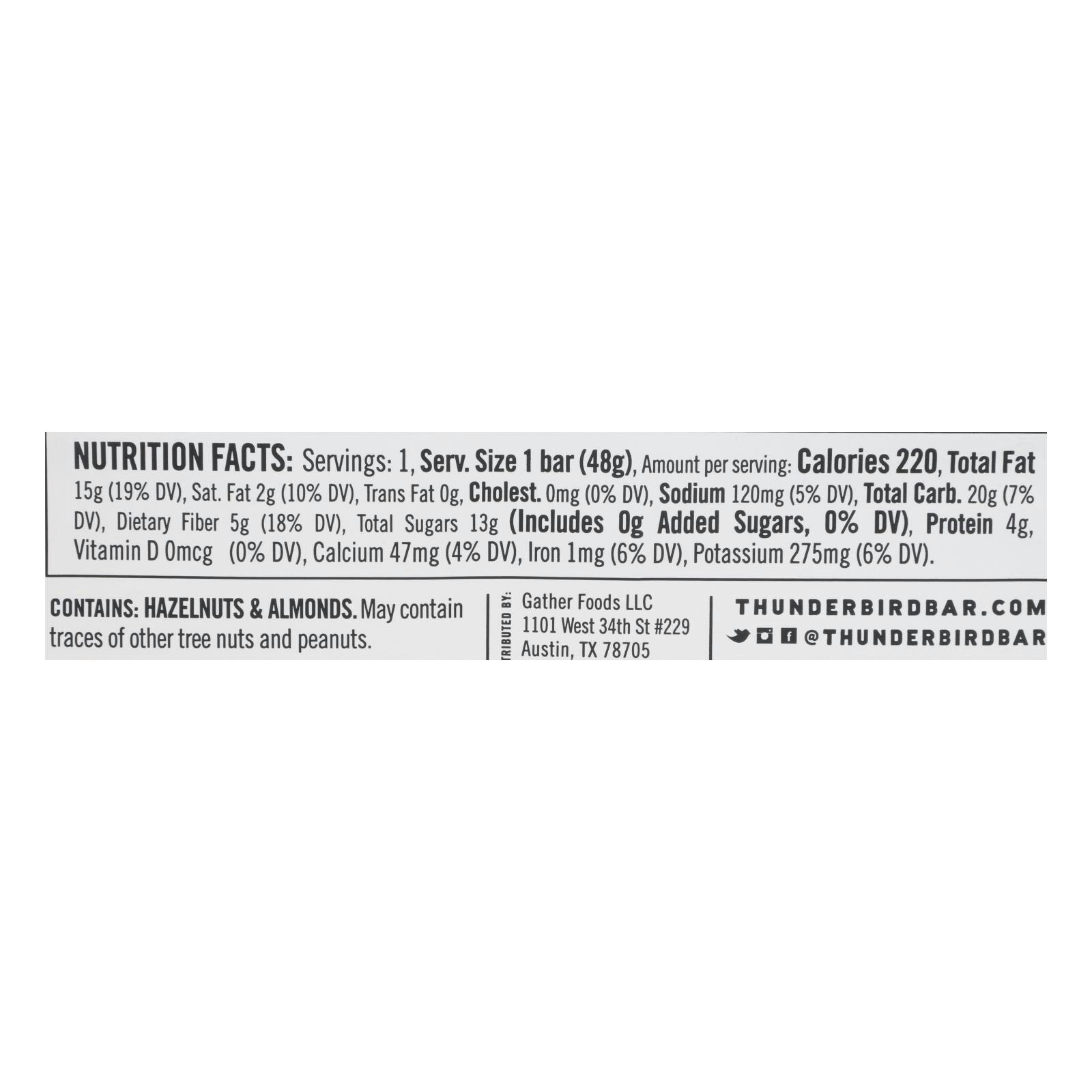 Thunderbird Energetica Bar Energy Hazelnut Gluten Free – 1.7 oz (Pack of 12)