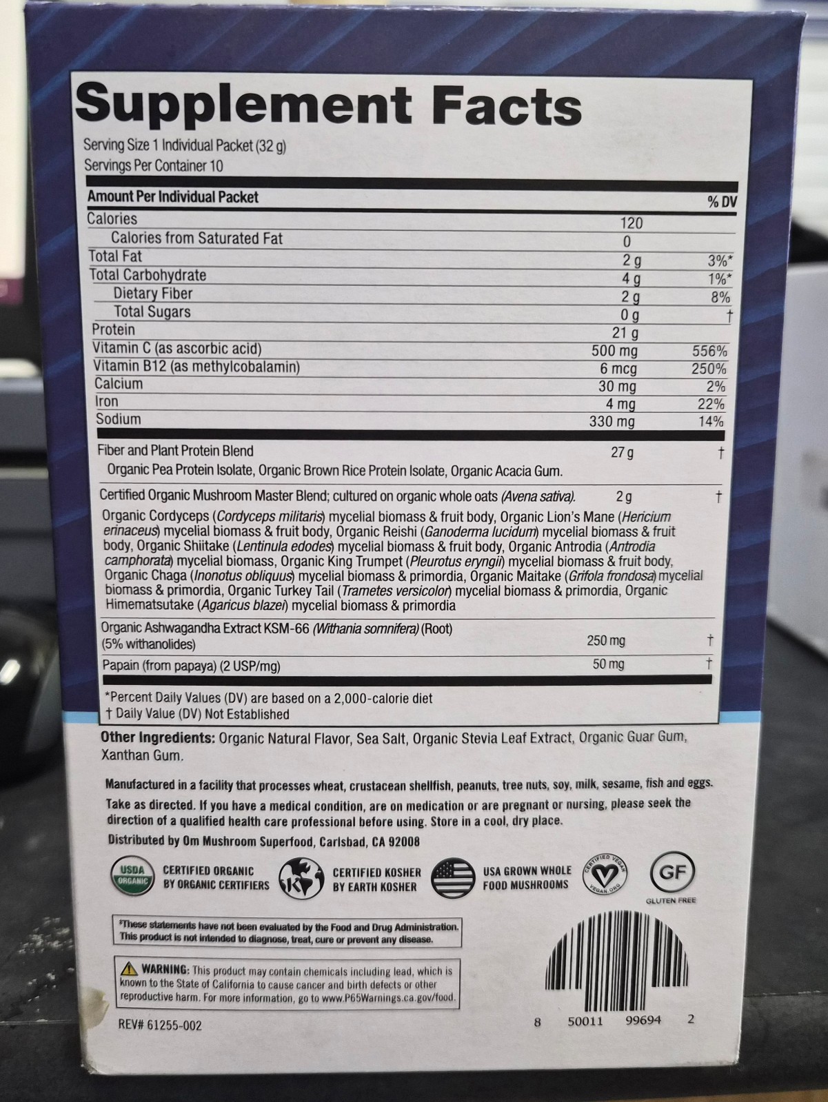 OM Master Blend Plant Protein Mushrooms & Adaptogens Dietary Supplement Power