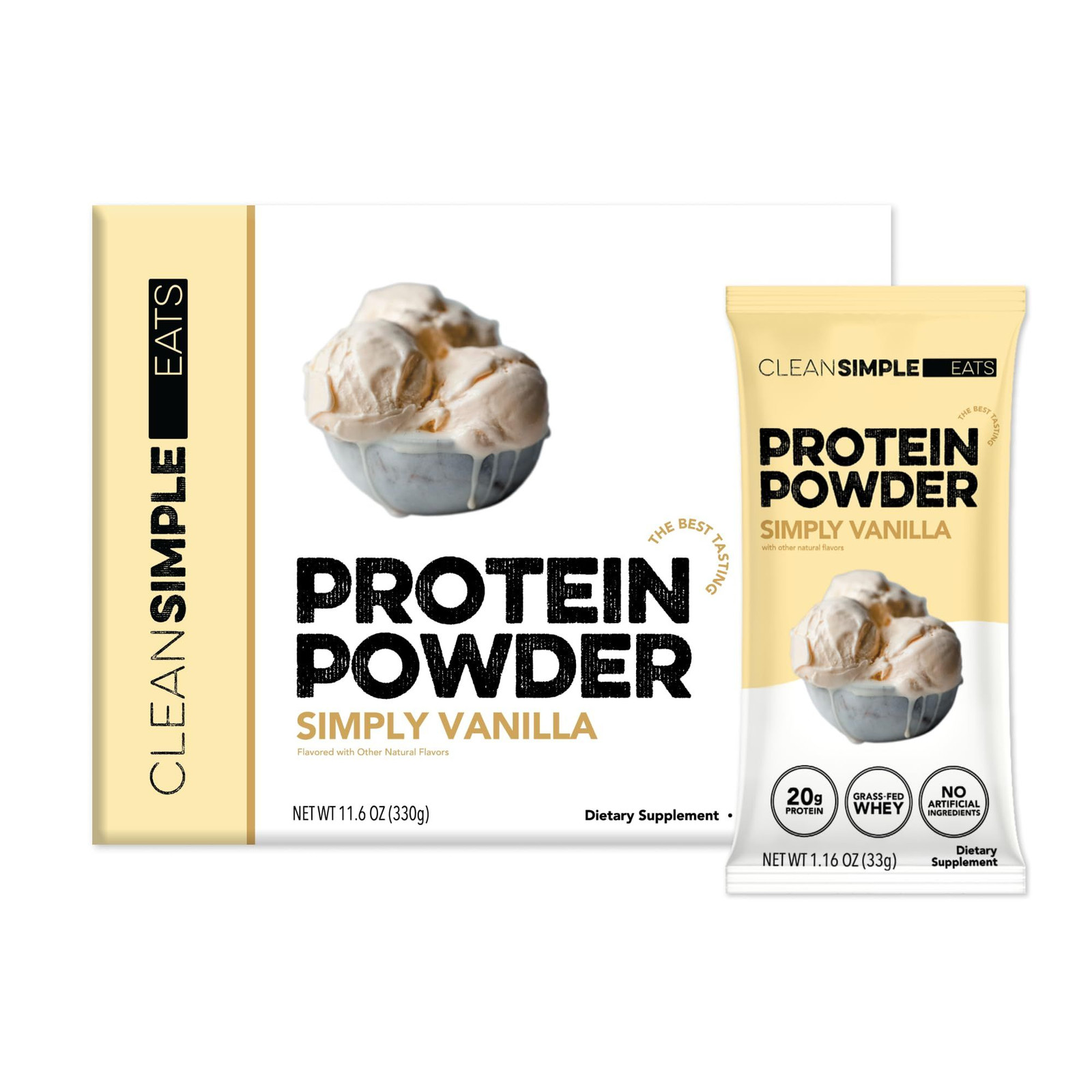 Clean Simple Eats Whey Isolate Protein Powder, Simply 1 Serving (Pack of 10)