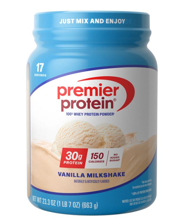 Premier Protein 100% Whey Protein Powder Vanilla 30g Protein 1.7 lb Jar