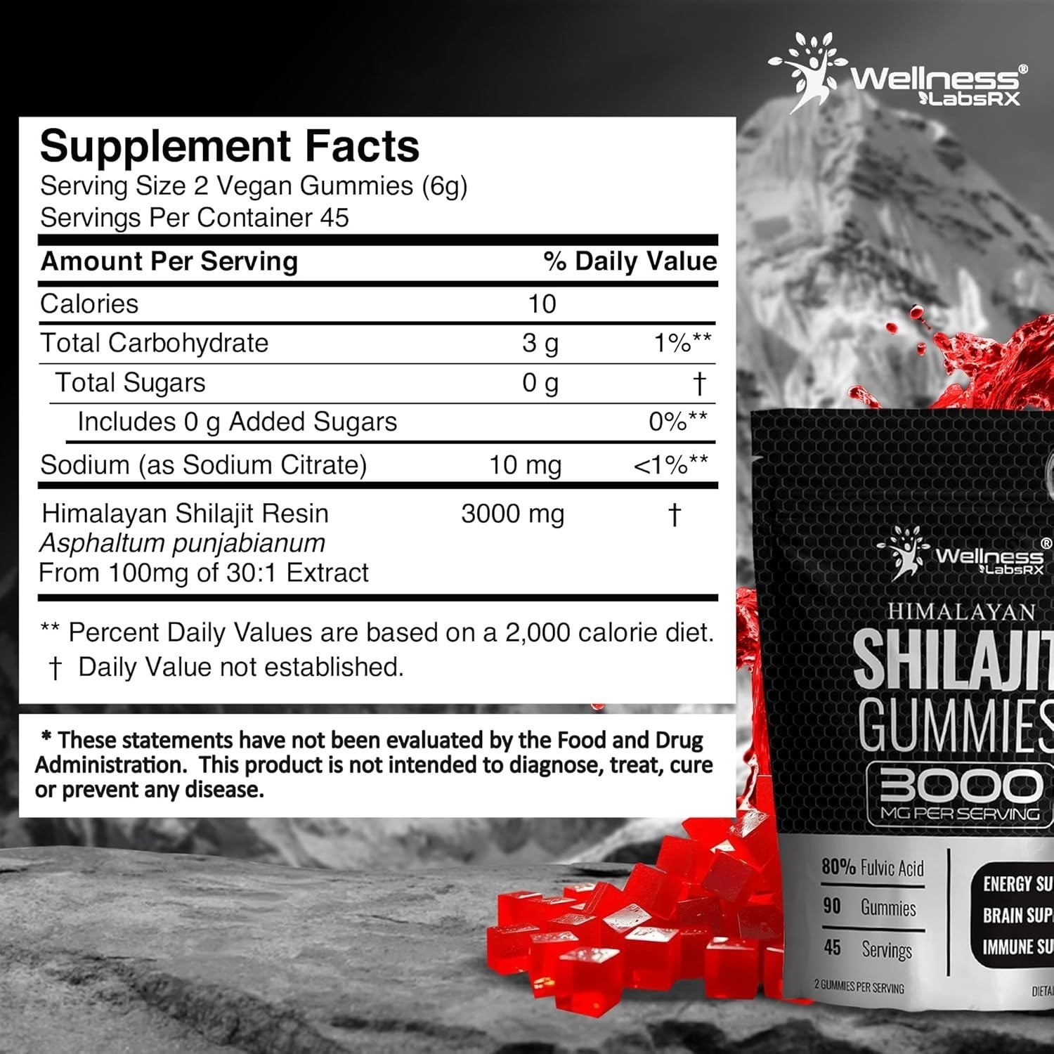 Shilajit-Gummies 3000mg – Energy, Immune & Brain Support | 90 Ct | Men & Women