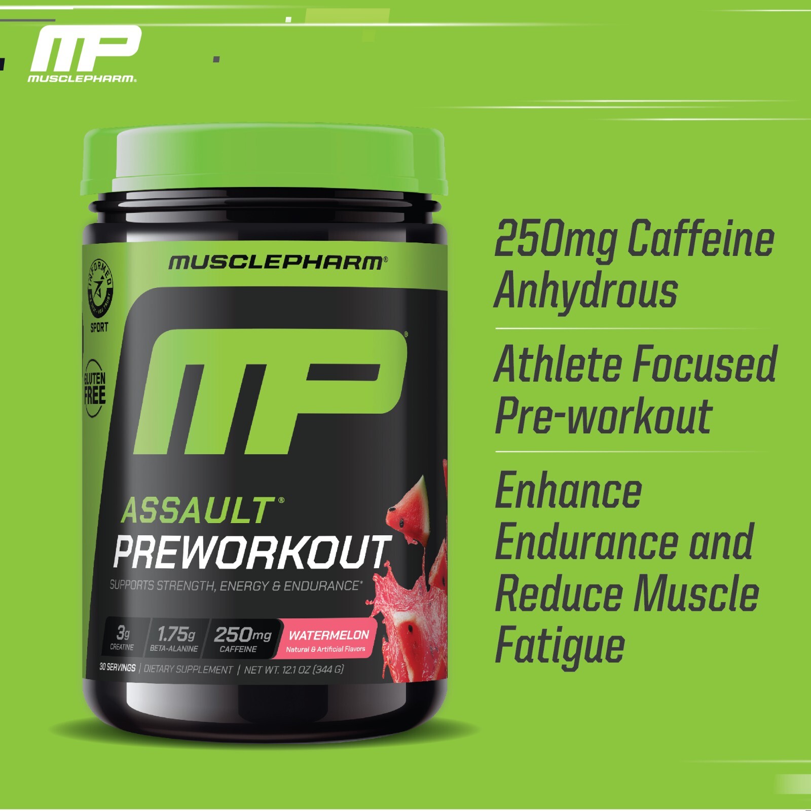 MusclePharm Assault Energy & Strength Pre Workout – 30 Servings, Watermelon