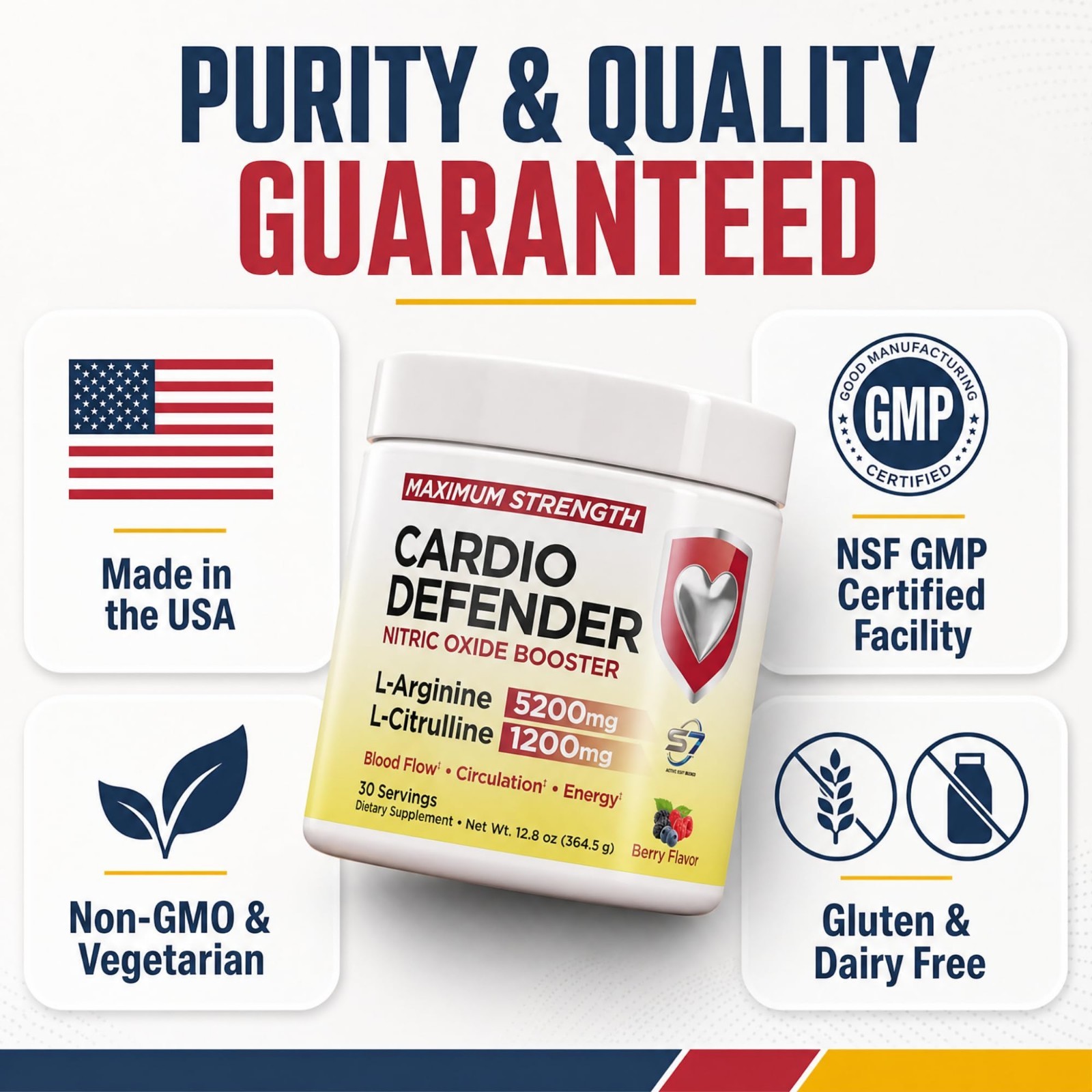 3 Pack L-Arginine 5200mg & L-Citrulline 1200mg Nitric Oxide Booster for Blood Fl