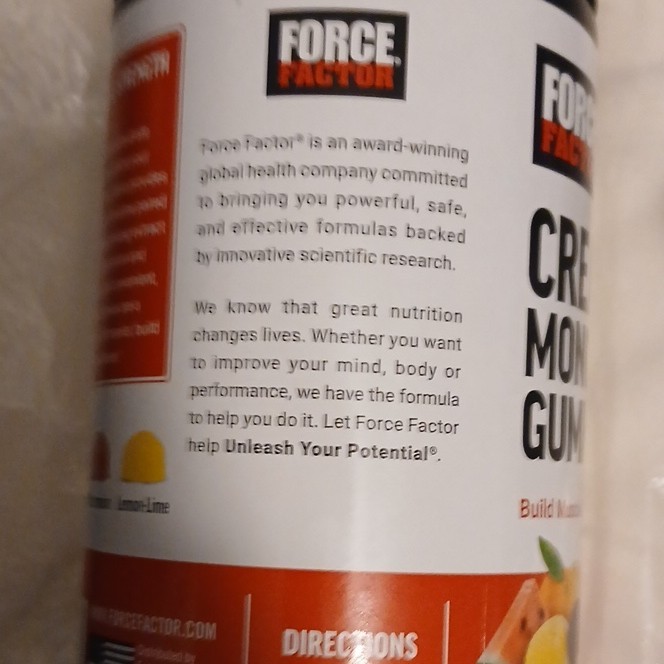 Force Factor Creatine Monohydrate Gummies Assorted Fruit 150 ct 5g