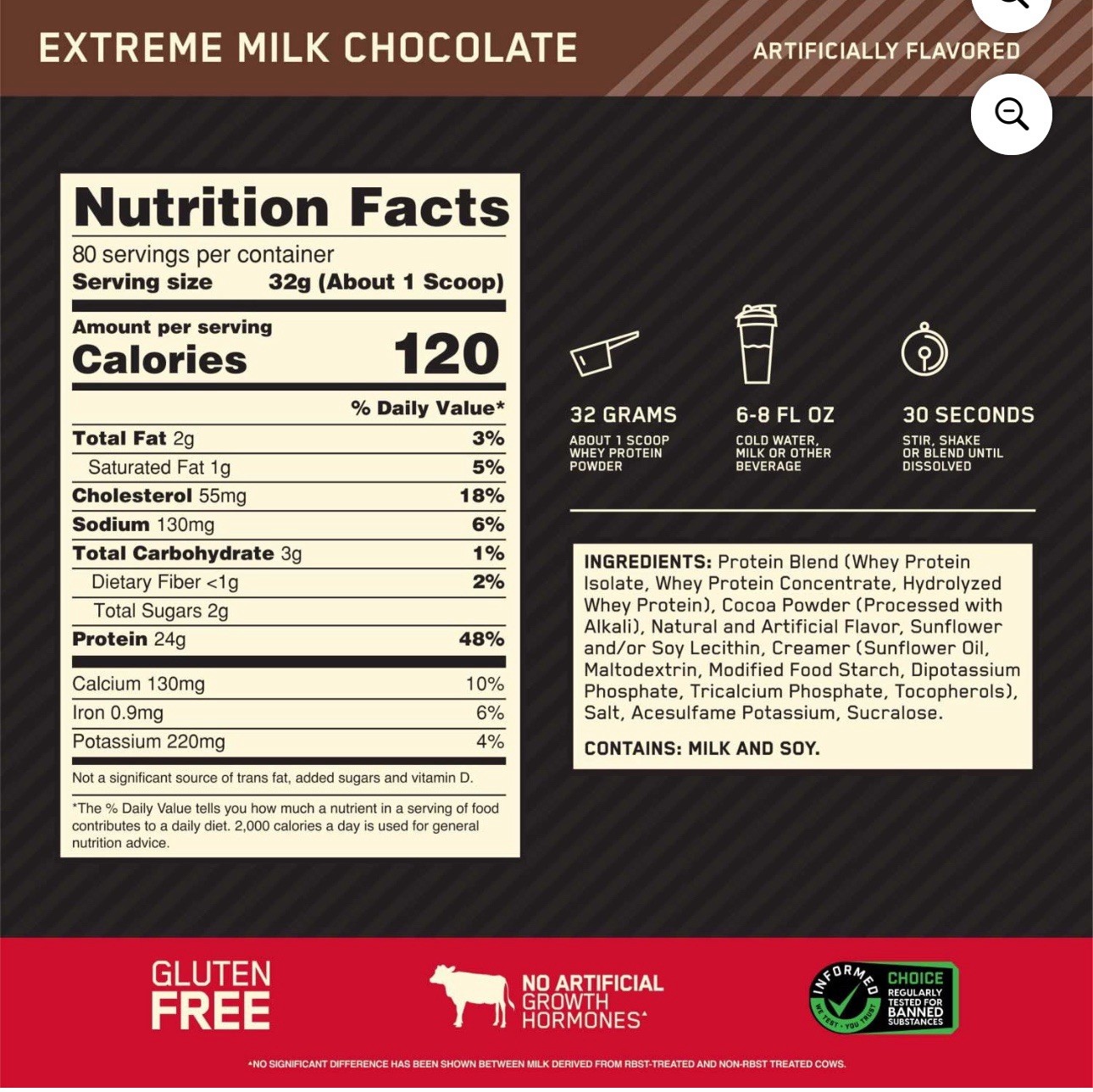 Optimum Nutrition Gold Standard 100% Whey Protein Powder Milk Chocolate 5.64 lbs