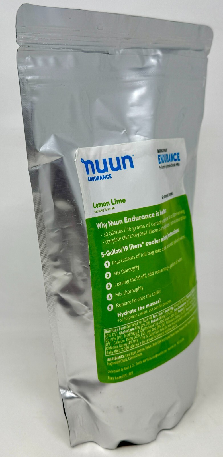 New Nuun Endurance 28 oz. Hydration Drink Mix Lemon Lime Bulk or Individual Use