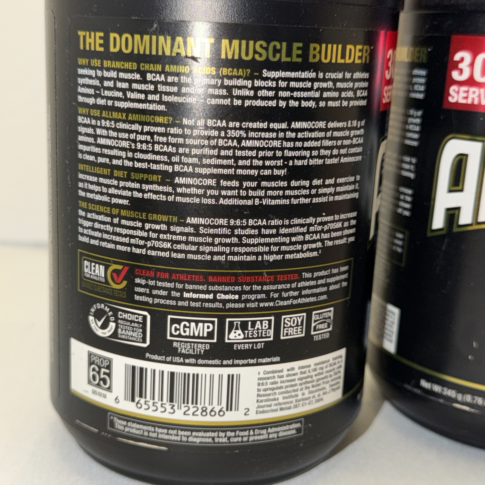 AllMax AMINOCOR BCAA, Watermelon, 0.76 lbs (345 g) Sealed , One Cap Has Crack