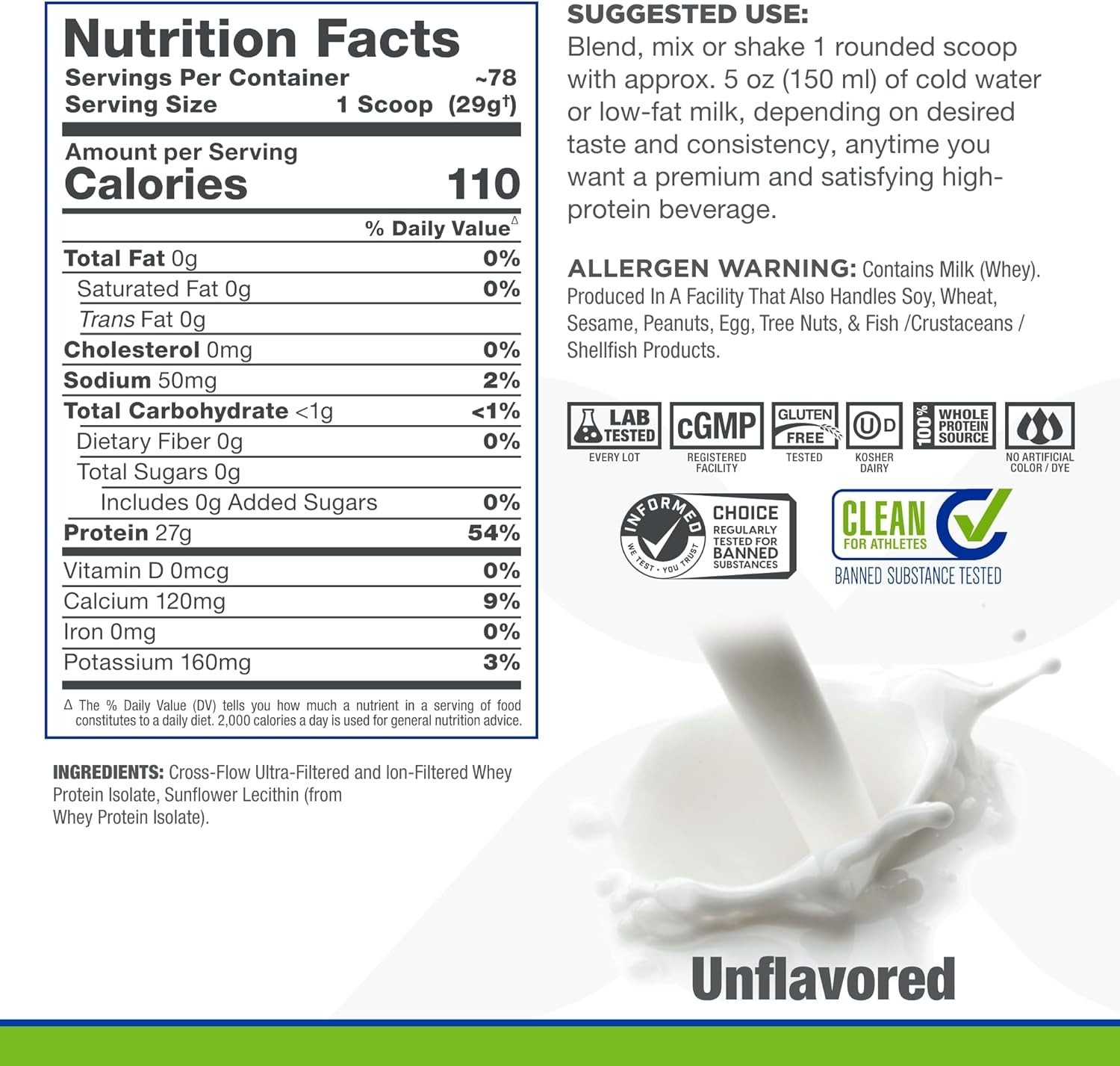 Allmax Nutrition IsoNatural – Whey Protein Isolate Unflavored 5 lbs (2.27 kg)