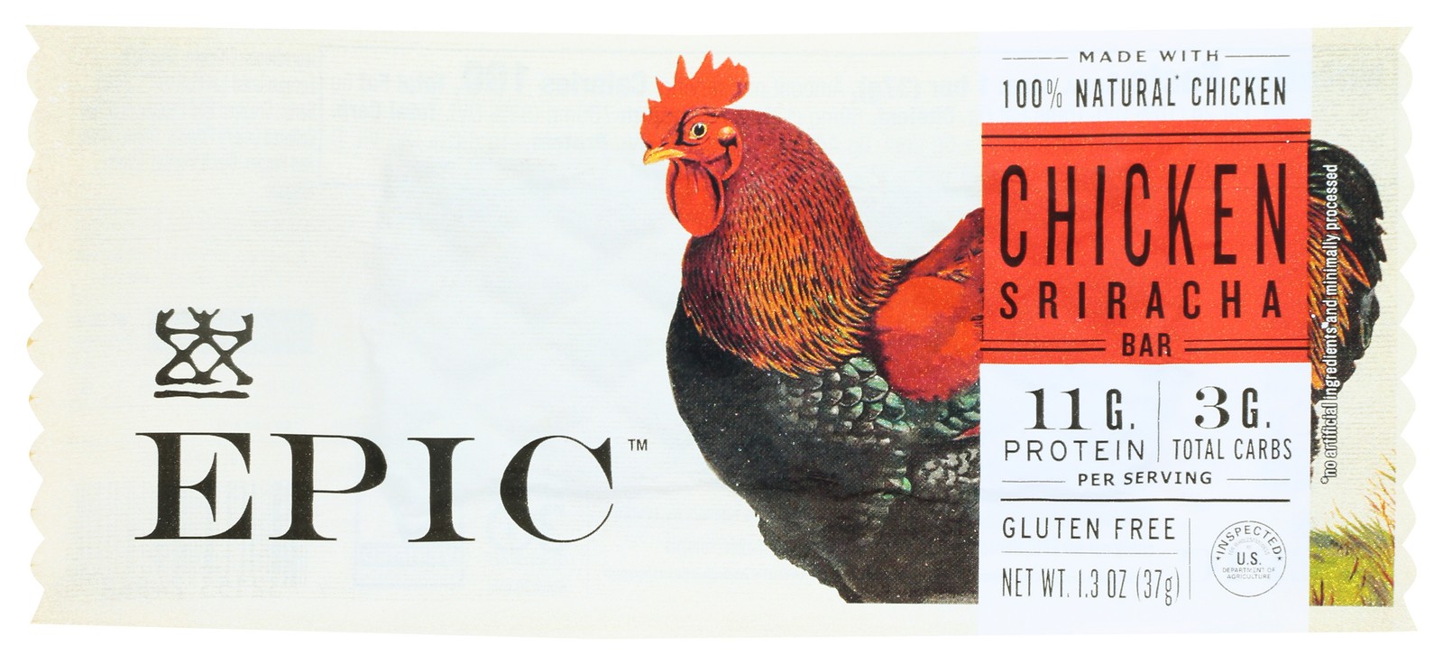 Epic Sriracha Chicken Protein Bar 1.3 Oz Gluten Free 12 Pack