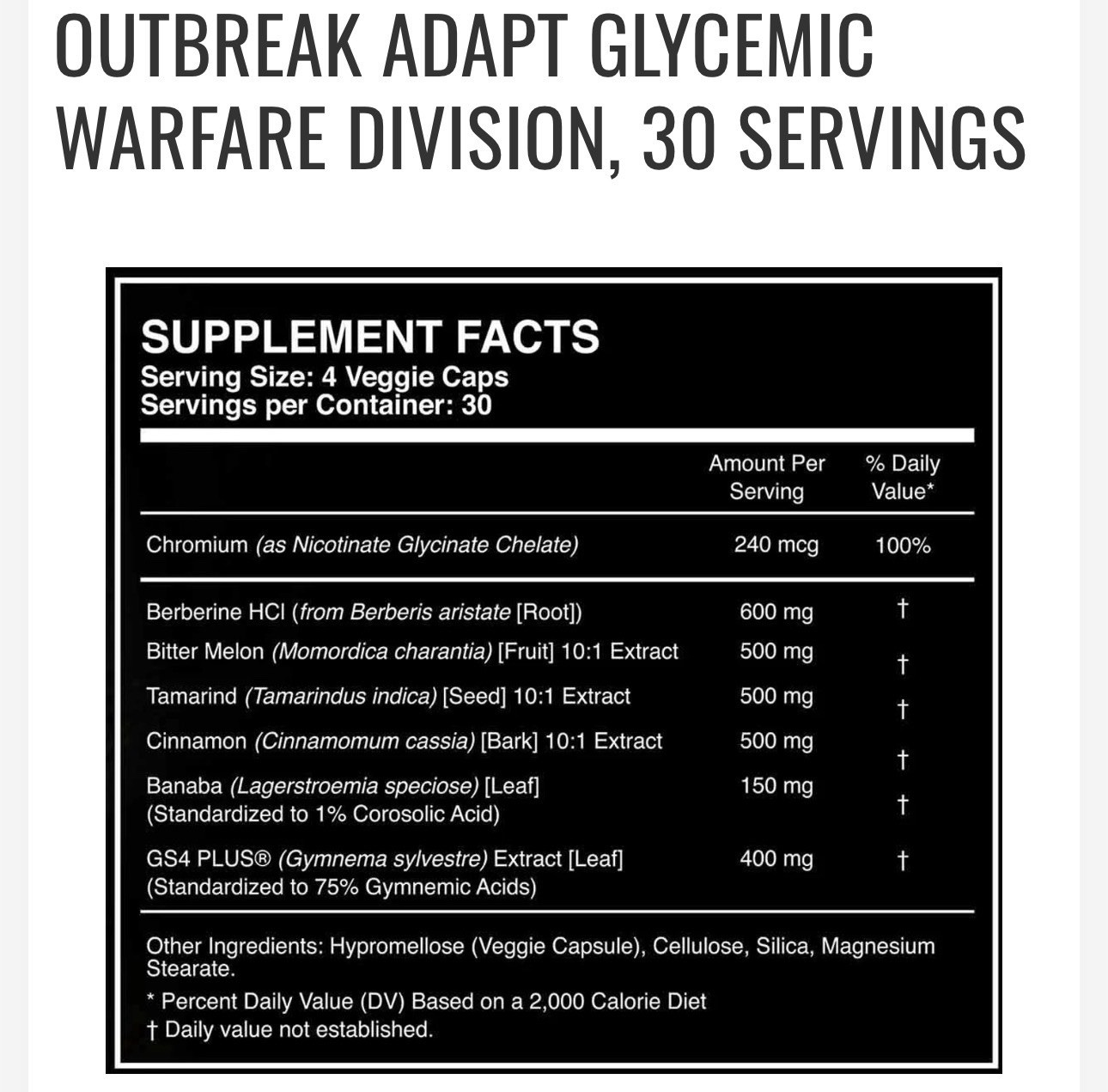 OUTBREAK ADAPT GLYCEMIC WARFARE DIVISION, 30 SERVINGS, NEW FAS SHIPP 2Pack