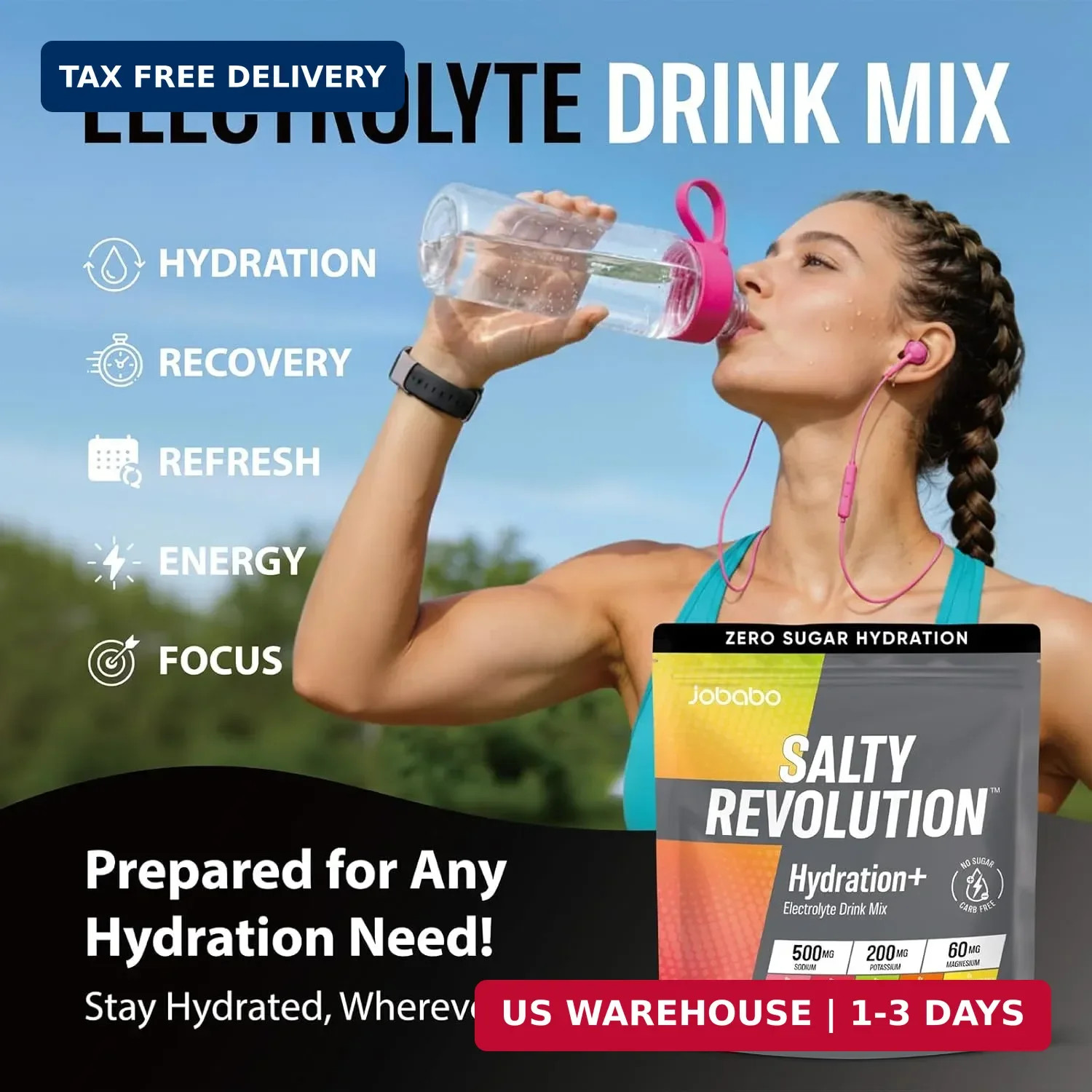 Salty Revolution Electrolytes Powder Packets | Keto, Energy & Sports Hydration S