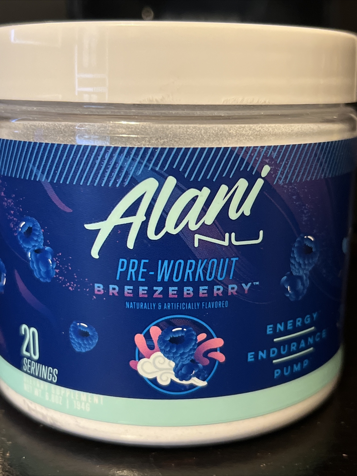 New Alani Nu Pre-Workout Powder Breezeberry 6.8oz 20 Servings Exp 07/24