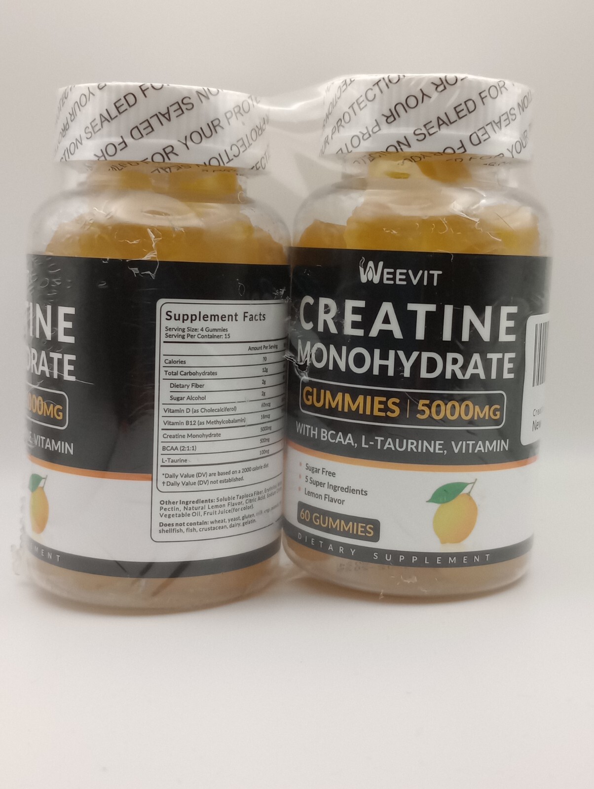 WEEVIT Creatine Monohydrate Gummies 5g, Chewable for Men & Women (2 Pack)
