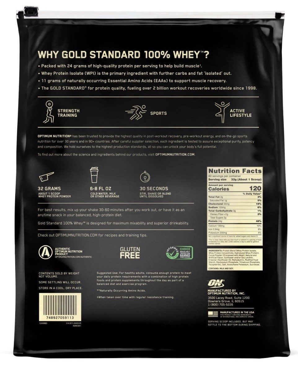 Optimum Nutrition Gold Standard Whey Extreme Milk Chocolate 5.64 lb 80 Servings
