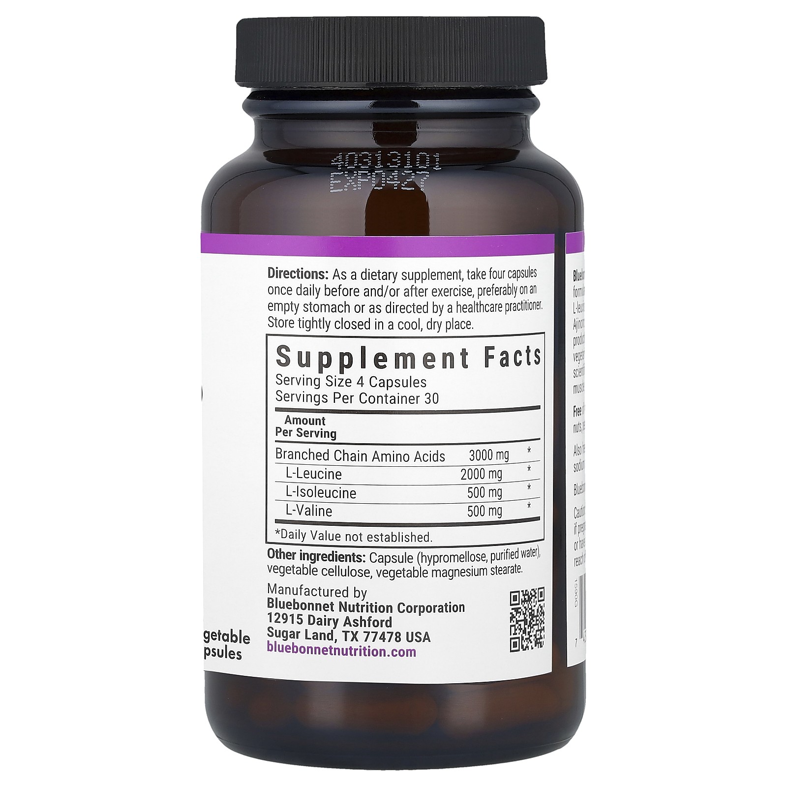 BCAAs 4:1:1 Ratio, 120 Vegetable Capsules