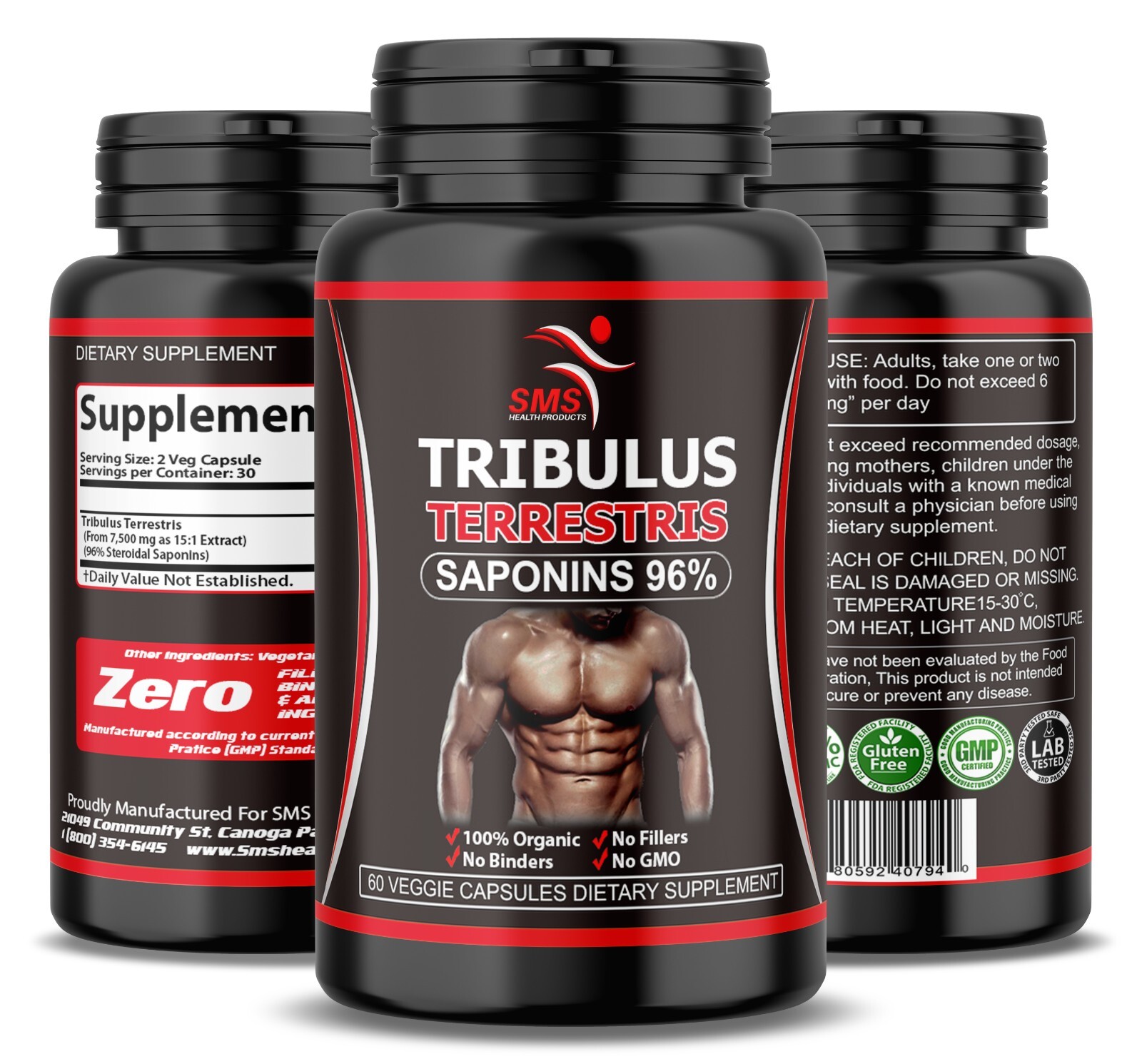 Tribulus Terrestris 7500mg Extract Work Out Dietary Supplement Organic 180 Caps