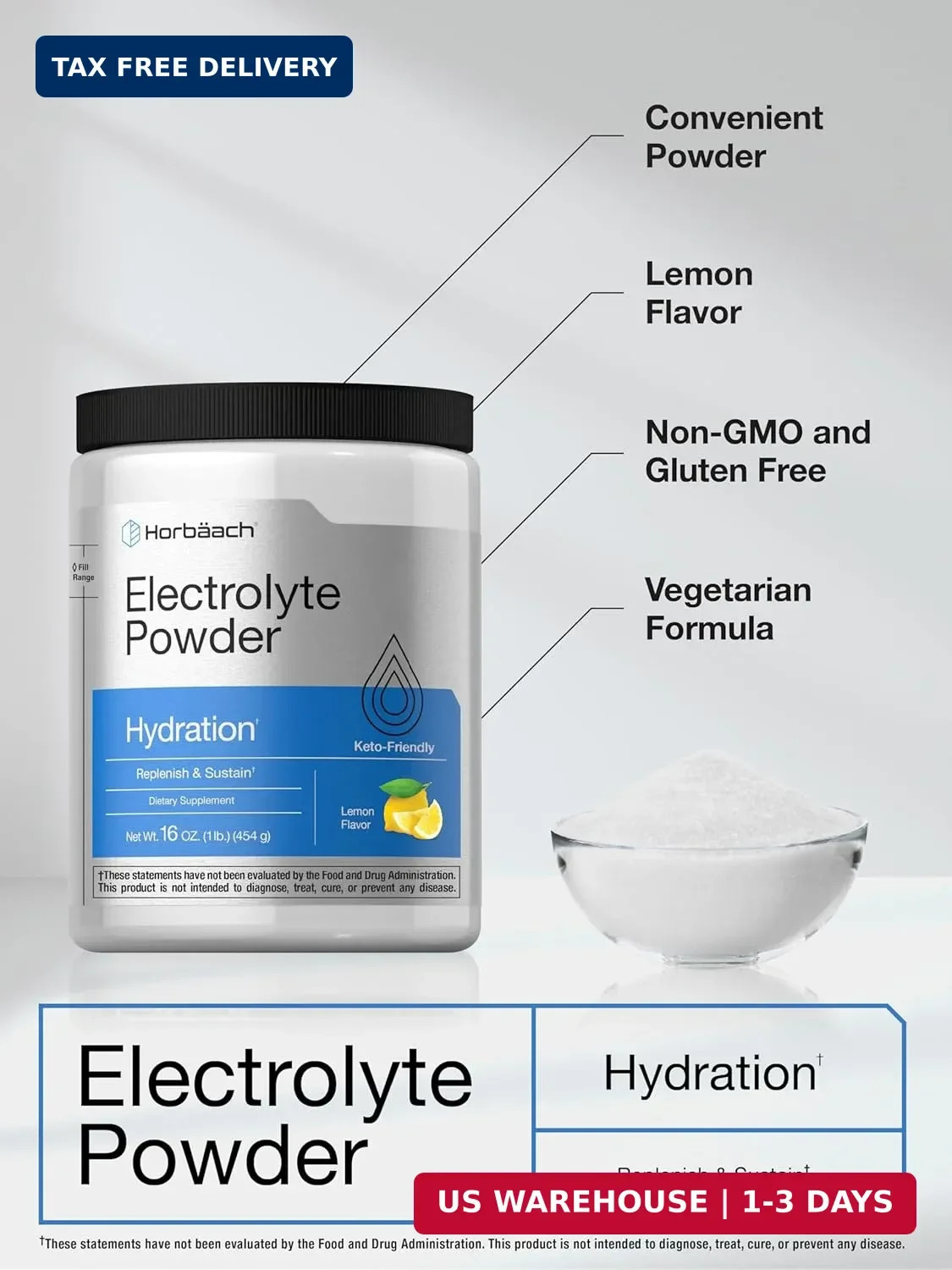 Electrolytes Powder | 16 oz | 130 Servings | Hydration Support | Keto-F