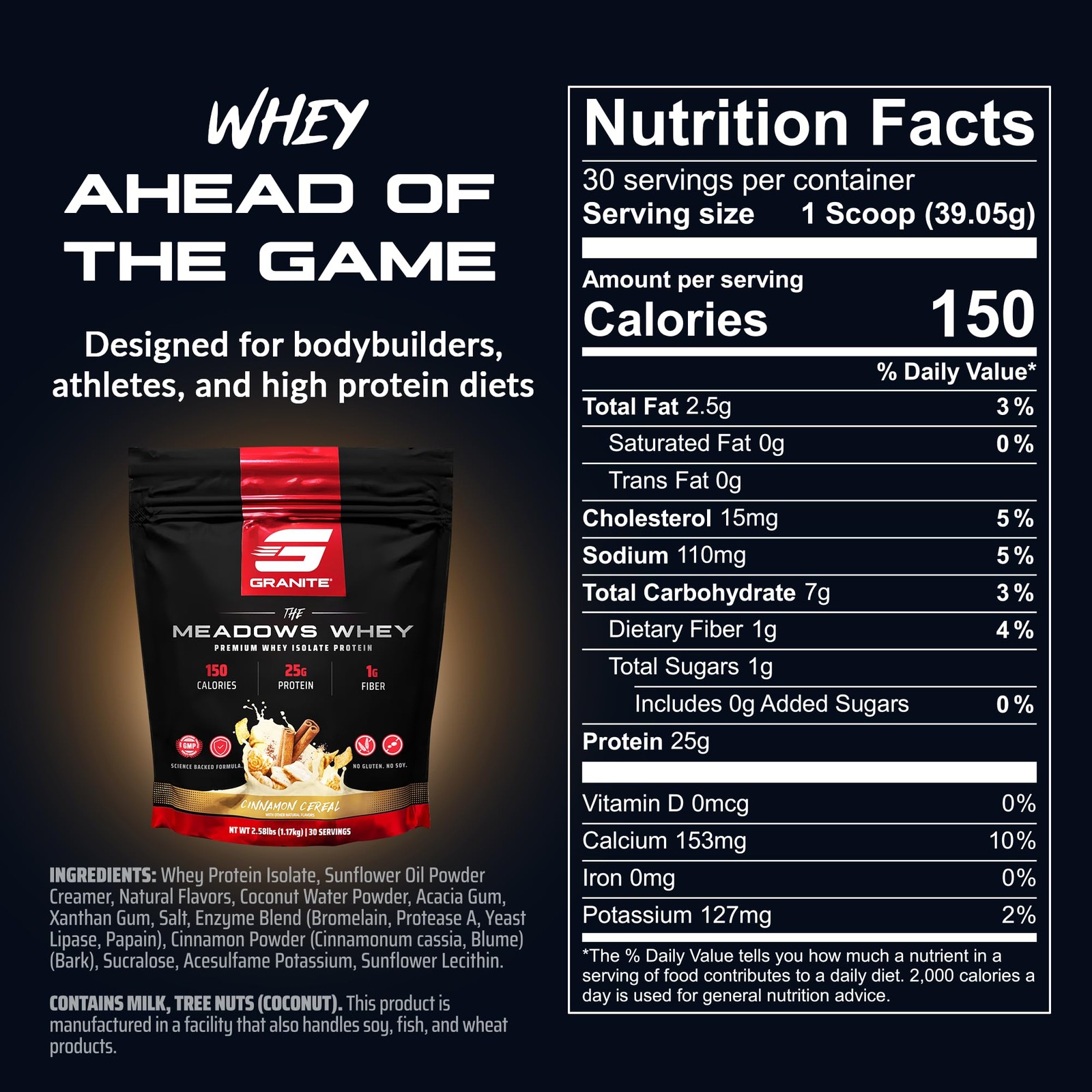 The Meadows Whey Protein Isolate Protein Powder for Lean Muscle with 150 Calo…