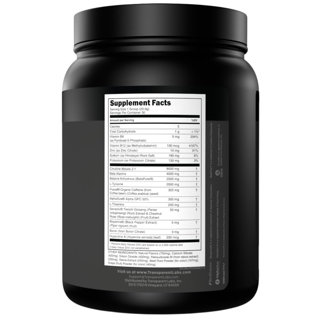 Sugar-Free Pre Workout for Men & Women – Beta Alanine, Citrulline, Caffeine – 30