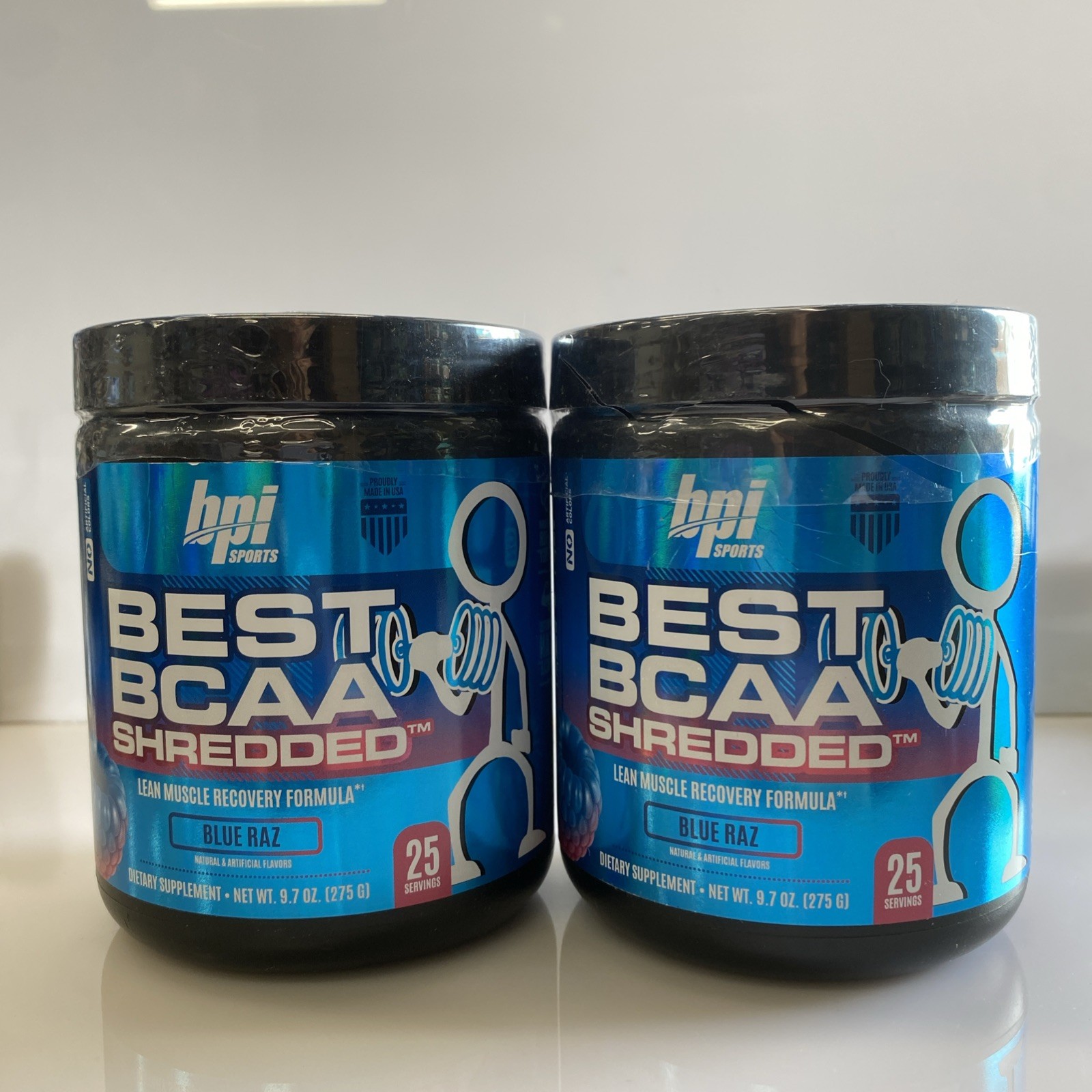 2 X BPI Sports Best BCAA Shredded 25 Servings Blue Raz 2 Containers BB 08/27