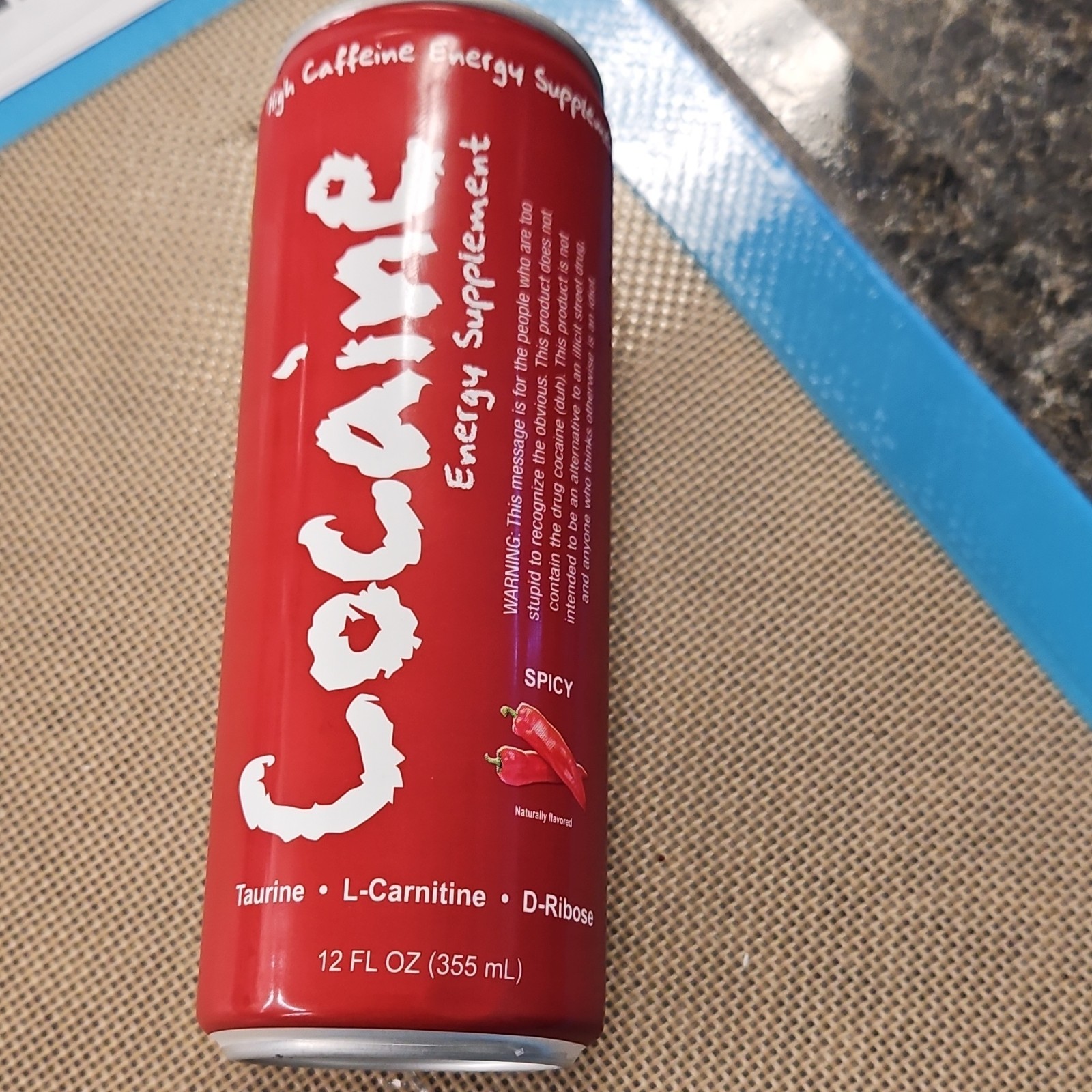 Cocaine Spicy Energy Supplement Drink 12 fl oz Taurine L-Carnitine D-Ribose