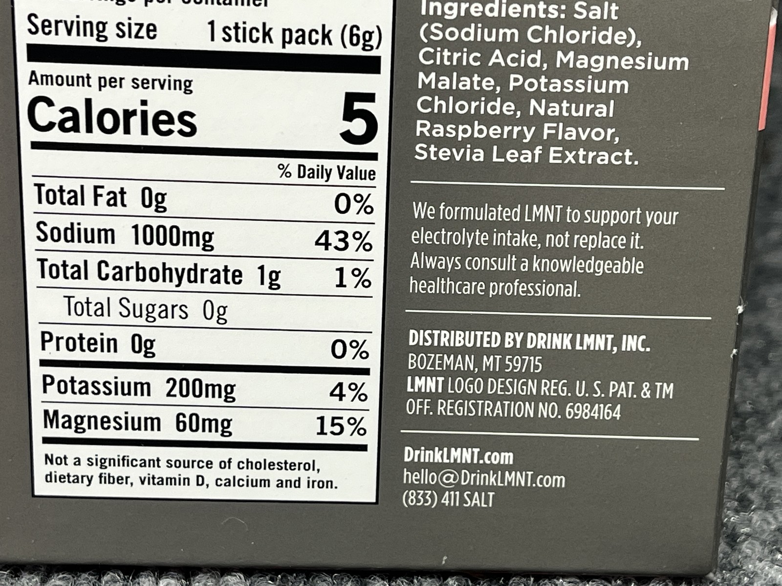LMNT Electrolyte Drink Mix Raspberry Salt 10 Stick Packs Hydration No Sugar
