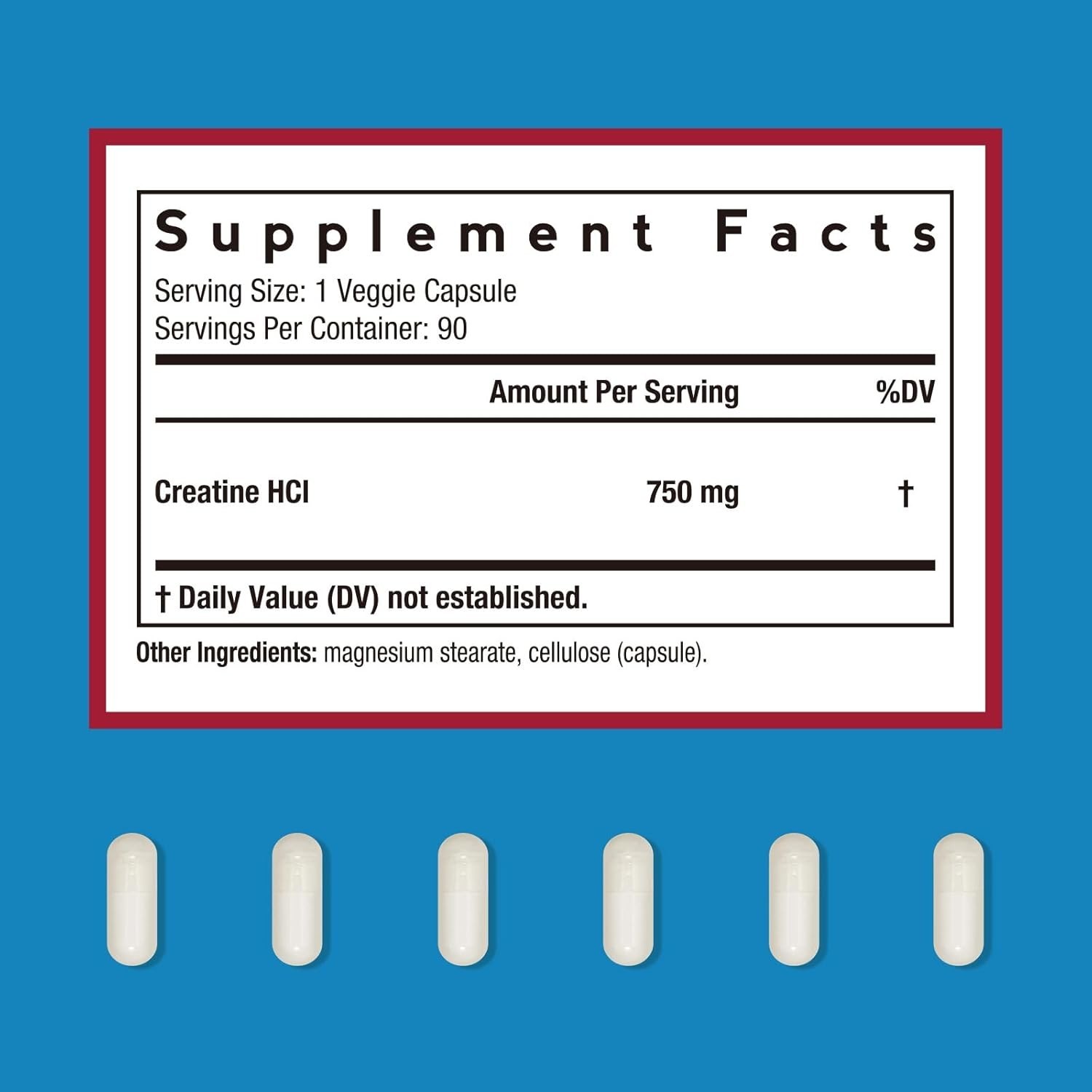 Creatine Hcl Capsules, 750 Mg, Creatine Hydrochloride for Women & Men, Strength