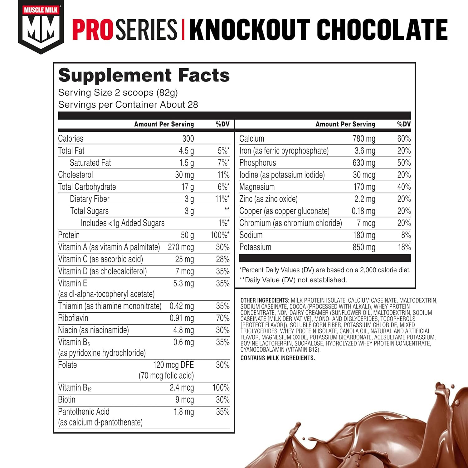 Muscle Milk Pro Series Protein Powder, Knockout Chocolate, 5 lb, 28 Servings