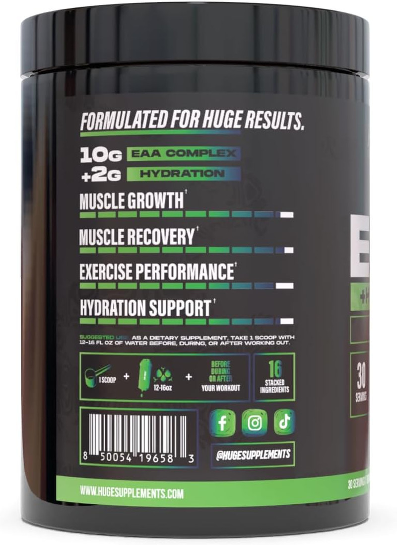 Huge EAA + Hydration, Essential Amino Acids Powder, Eaas & Bcaas, Intra & Post W