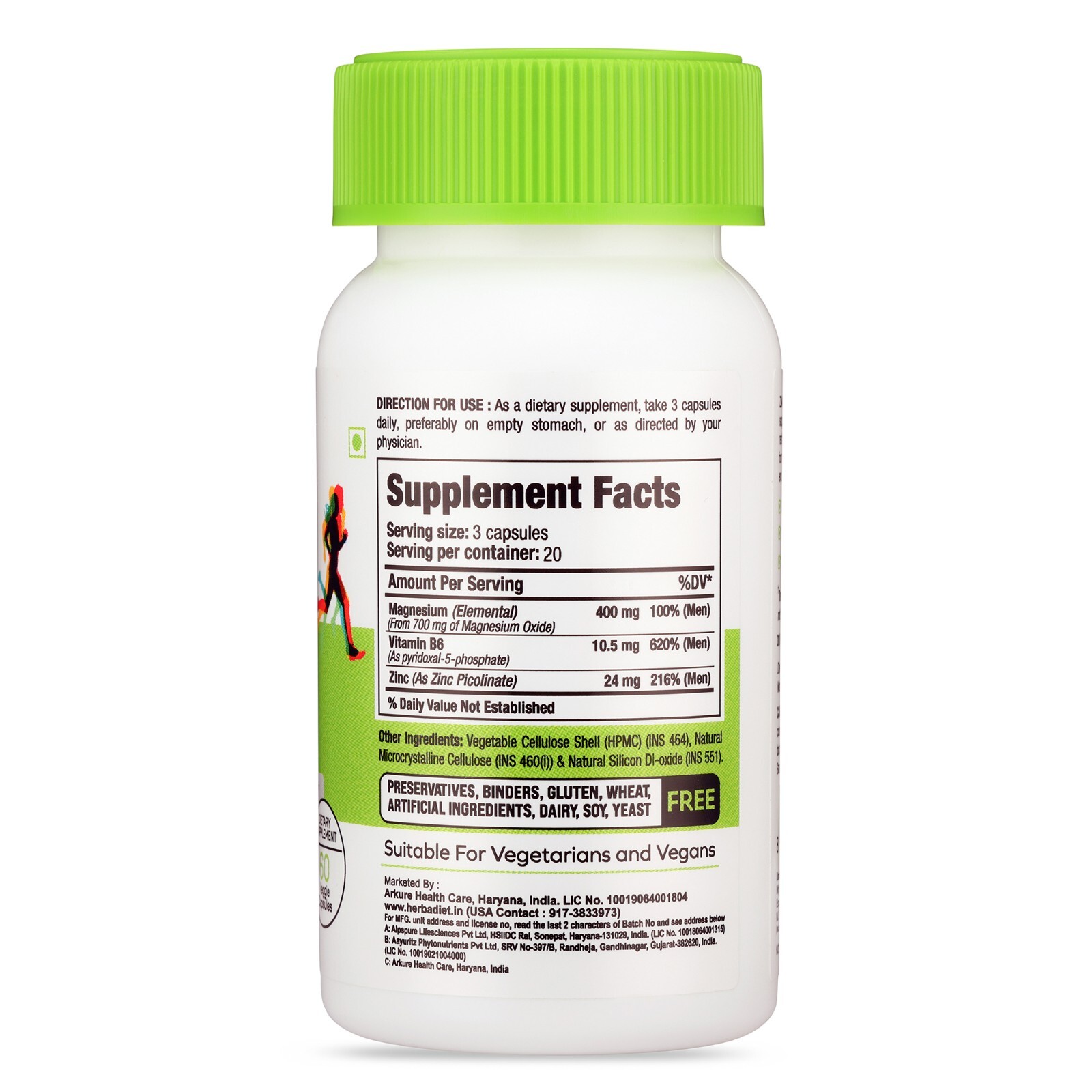 ZMA Dietary Supplement Capsules with Zinc, Magnesium, B6 for Muscle Recovery