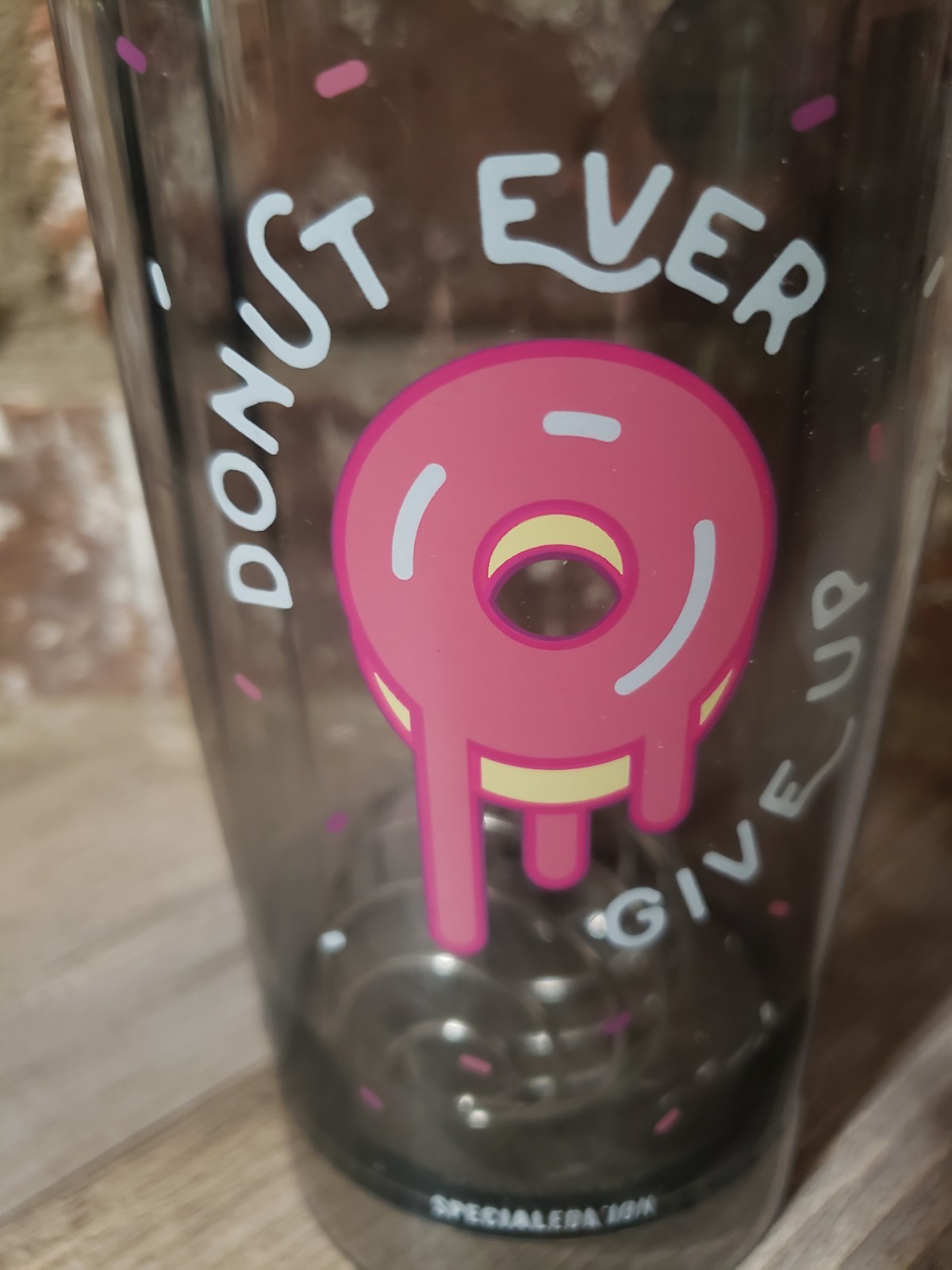 Blender Bottle Special Edition Shaker Bottle w/ Loop Top, Donut Ever Give Up