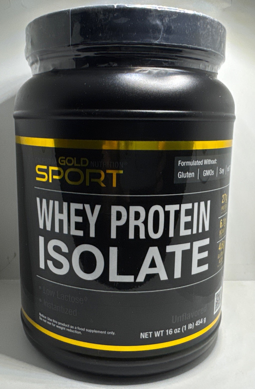 California Gold Nutrition Sport, Whey Protein Isolate Unflavored 454g Exp 09/27