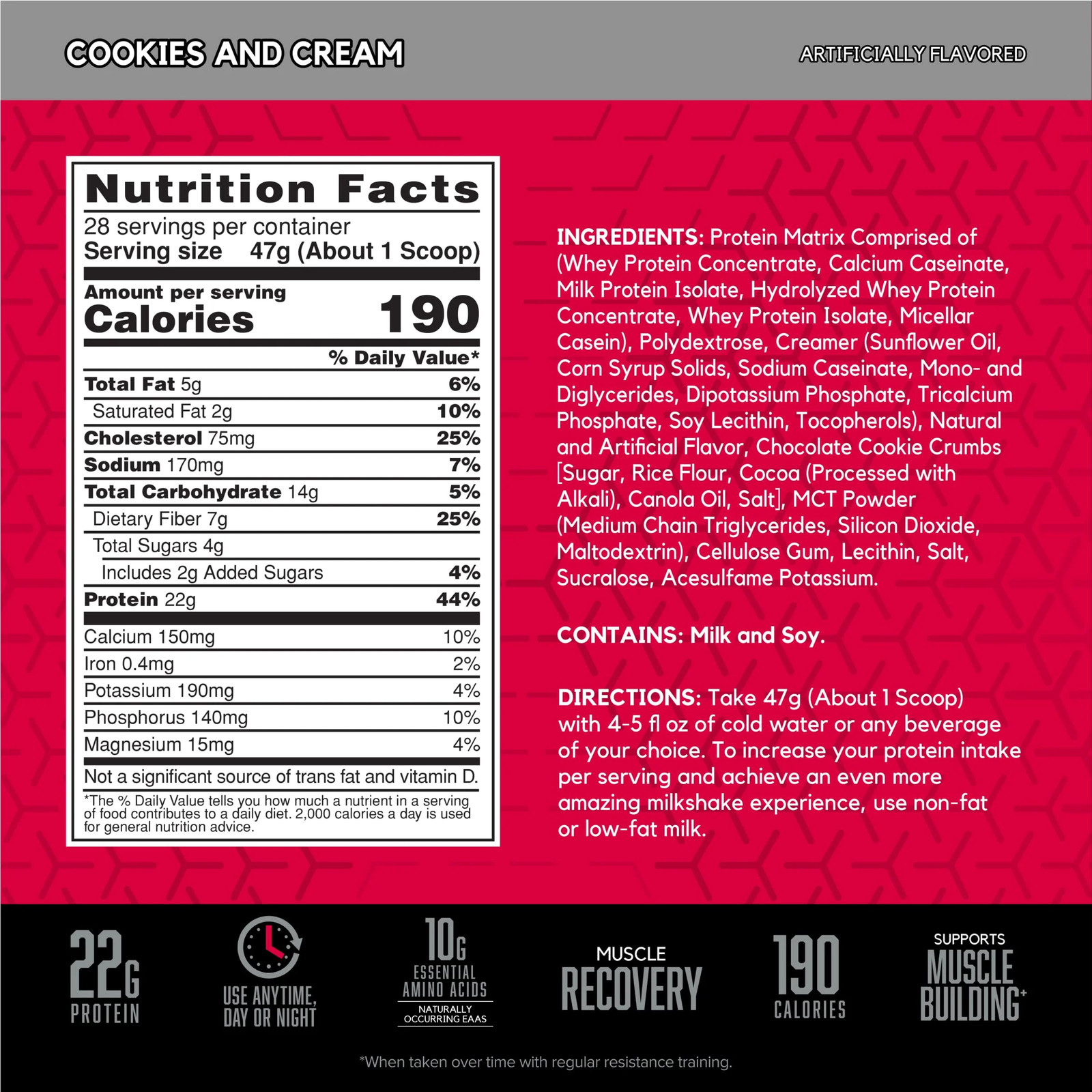 Syntha 6 Whey Protein Powder, Cookies & Cream, 2.91Lb