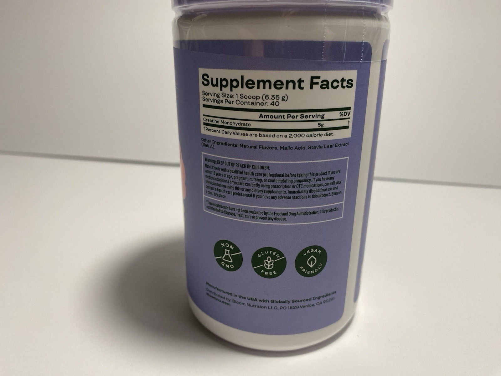 Bloom Nutrition Creatine Monohydrate Powder, Raspberry Lemon Flavor, 40 Servings
