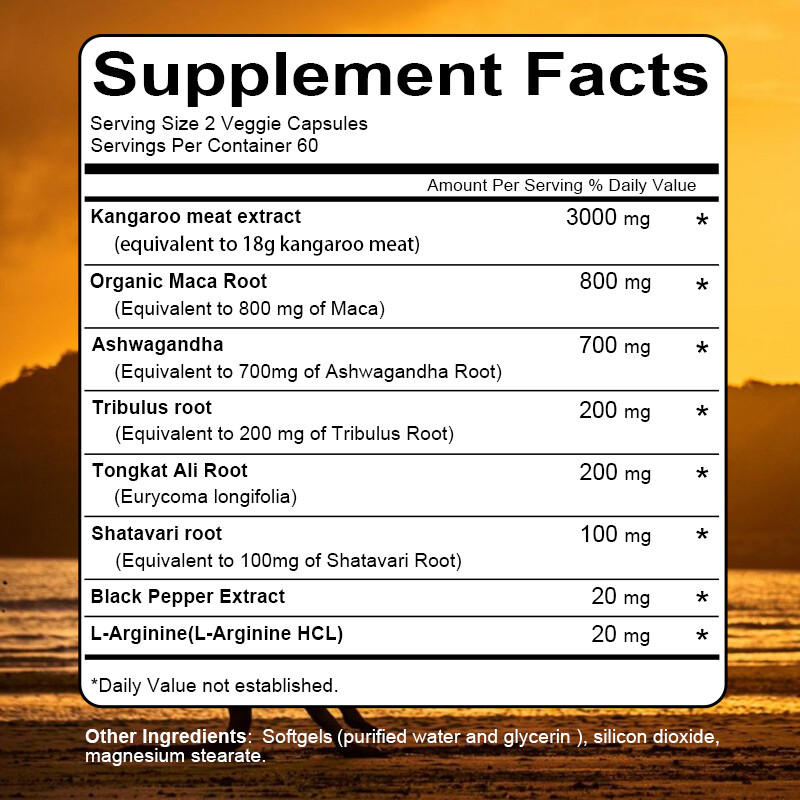 New Zealand Kangaroo Essence w/ Maca 120 Capsules Support Men’s Health – NEW