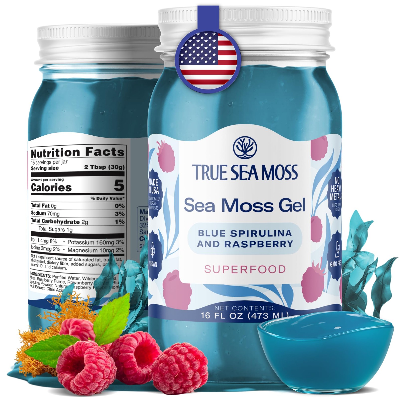 TrueSeaMoss Sea Moss Gel – Made in USA – Wildcrafted Seamoss, Fruits & Jarred…