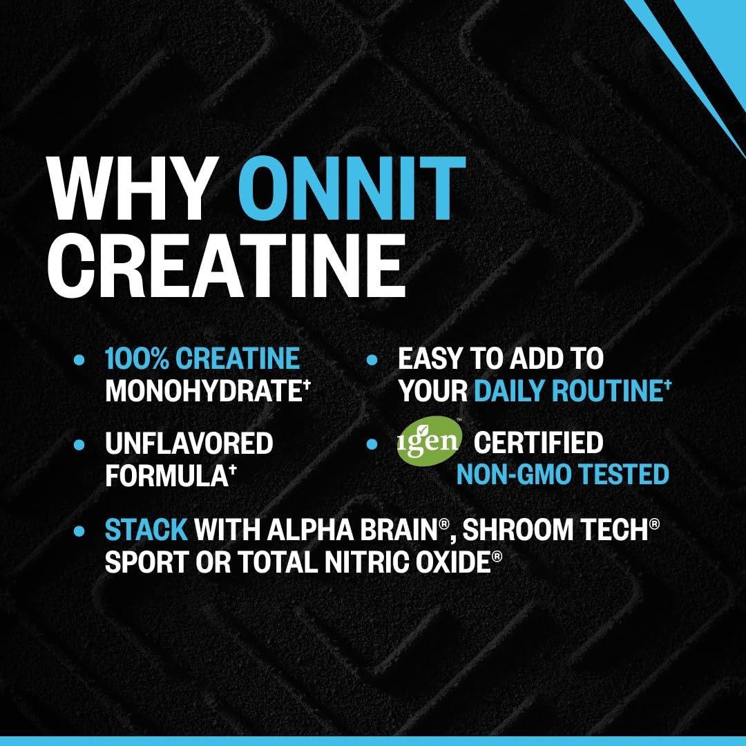 ONNIT Creatine Monohydrate Powder, IGEN(TM) 30 Servings (Pack of 1), No Color