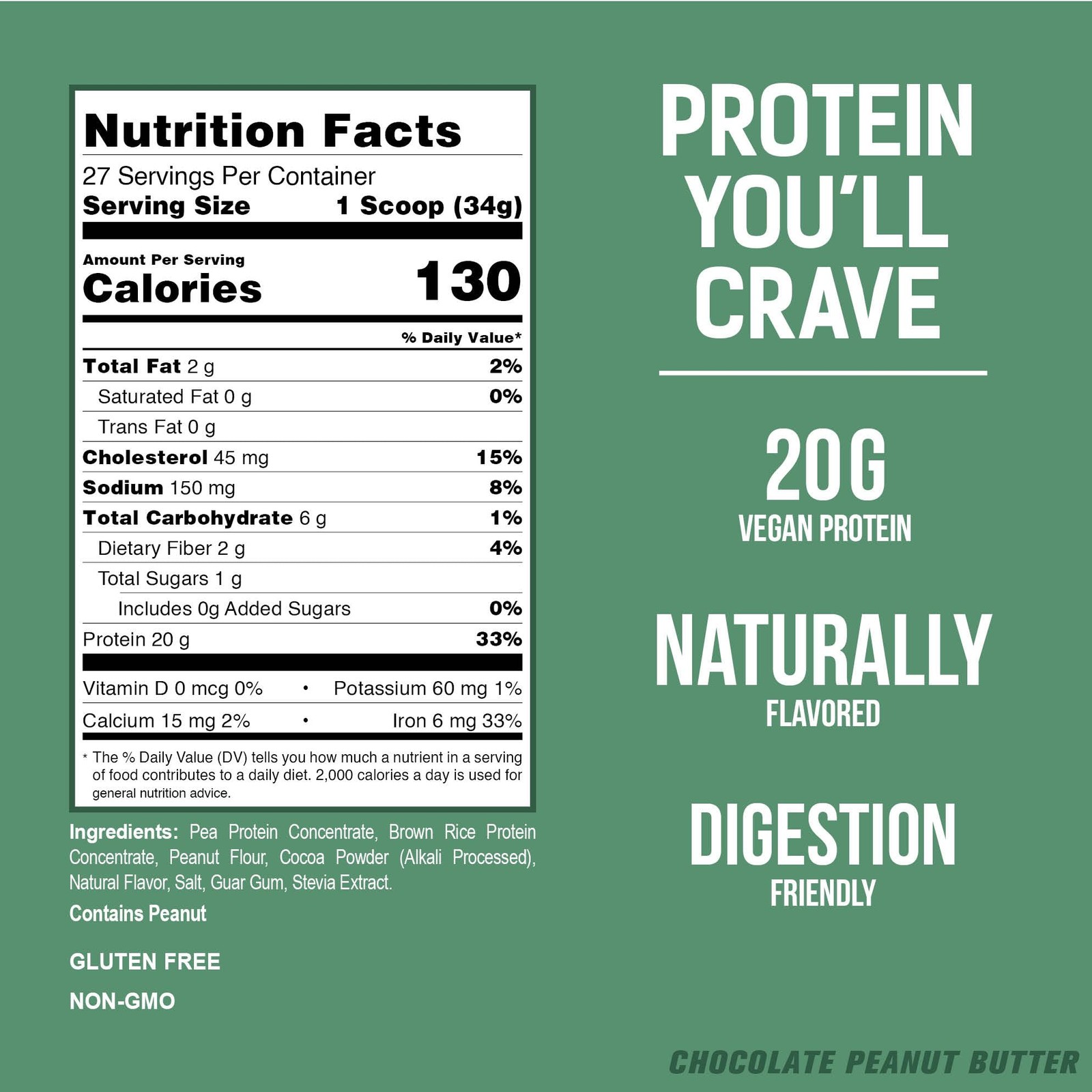 Premium Vegan Protein Powder Pea Brown Rice Blend 27 Servings Dairy Free