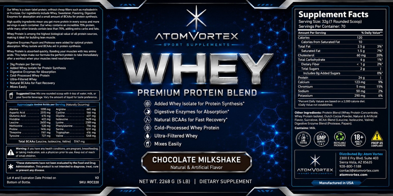 Atom Vortex Advance 5lb Whey Chocolate Milkshake